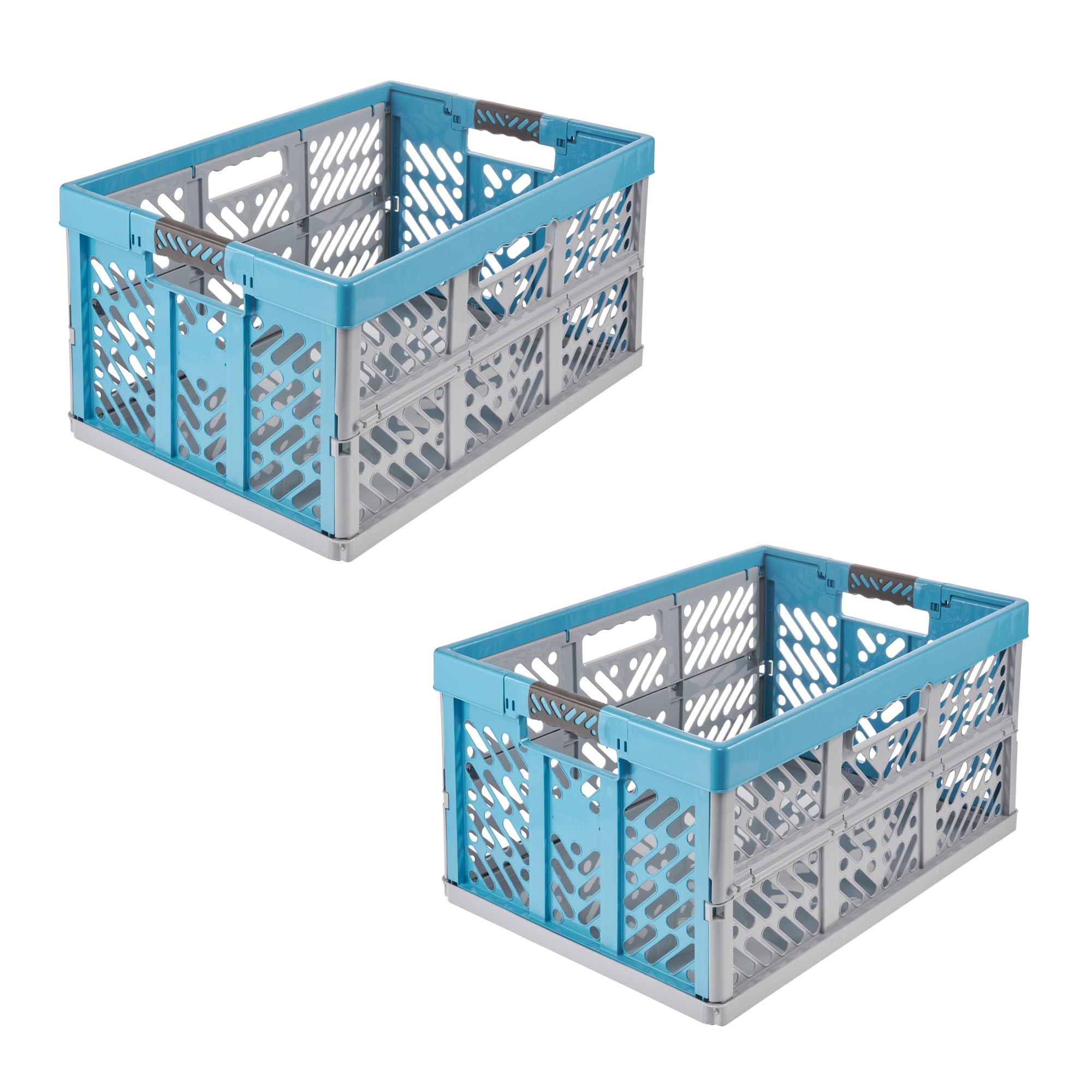 keeeper ben 2x Stabile Profi-Klappboxen mit Soft-Touch Griffen, 45 l, Eco Sky Blue