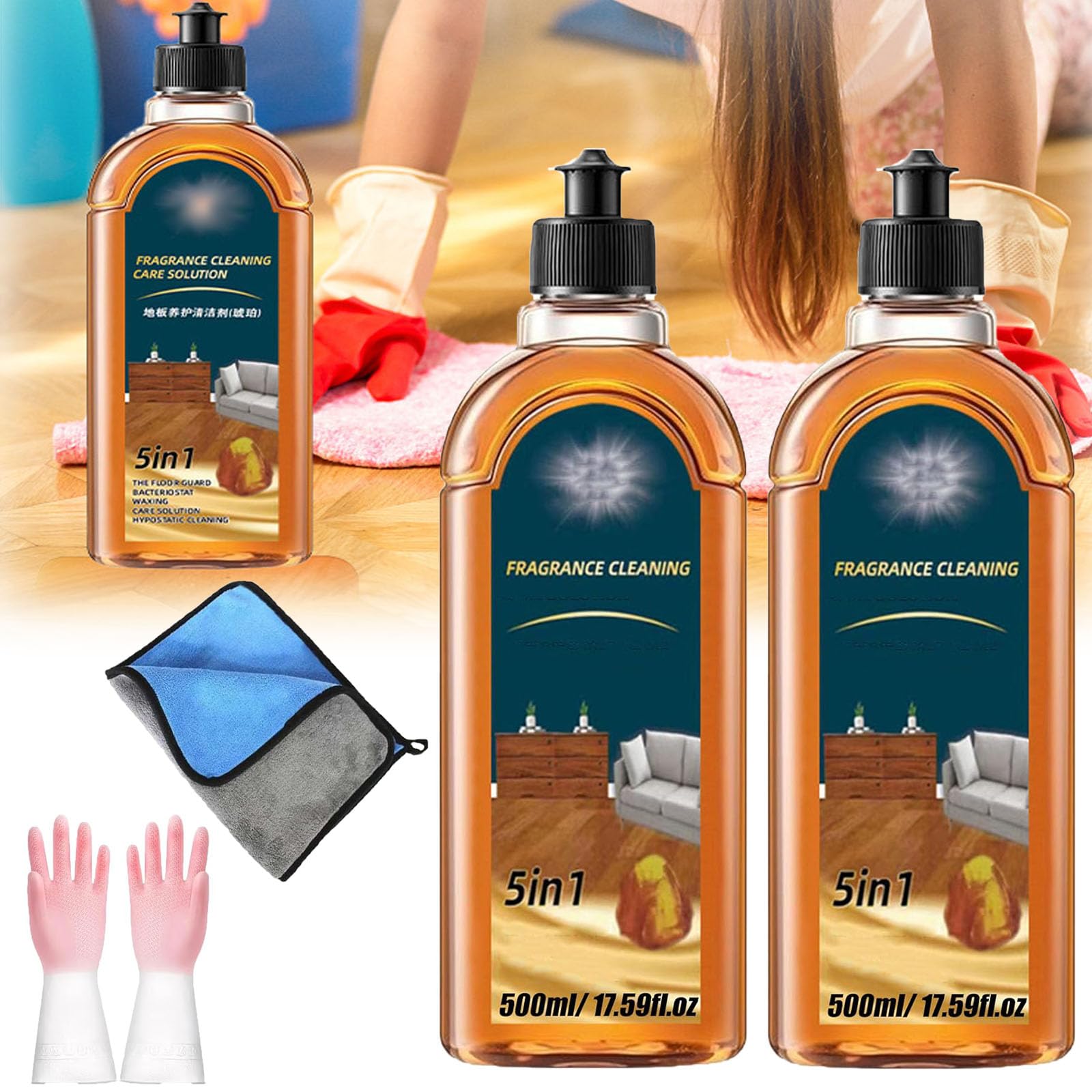 Spainho - Detergente per pavimenti 5 in 1, detergente per pavimenti, smacchiatore a doppia azione ed elimina odori, per pulire casa, bagno e cucina (1, 2 pezzi)