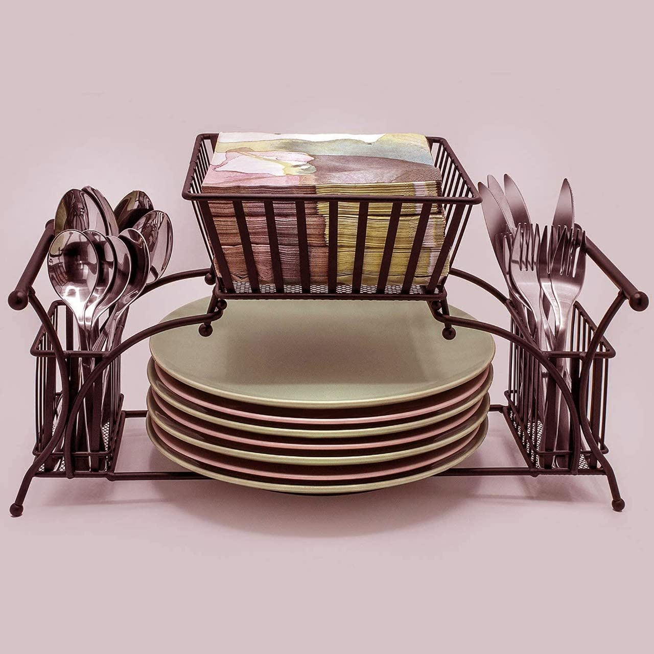 MetalTouch 2-Tier Compact Kitchen Dish Rack Drainboard Set, Medium Rust ...