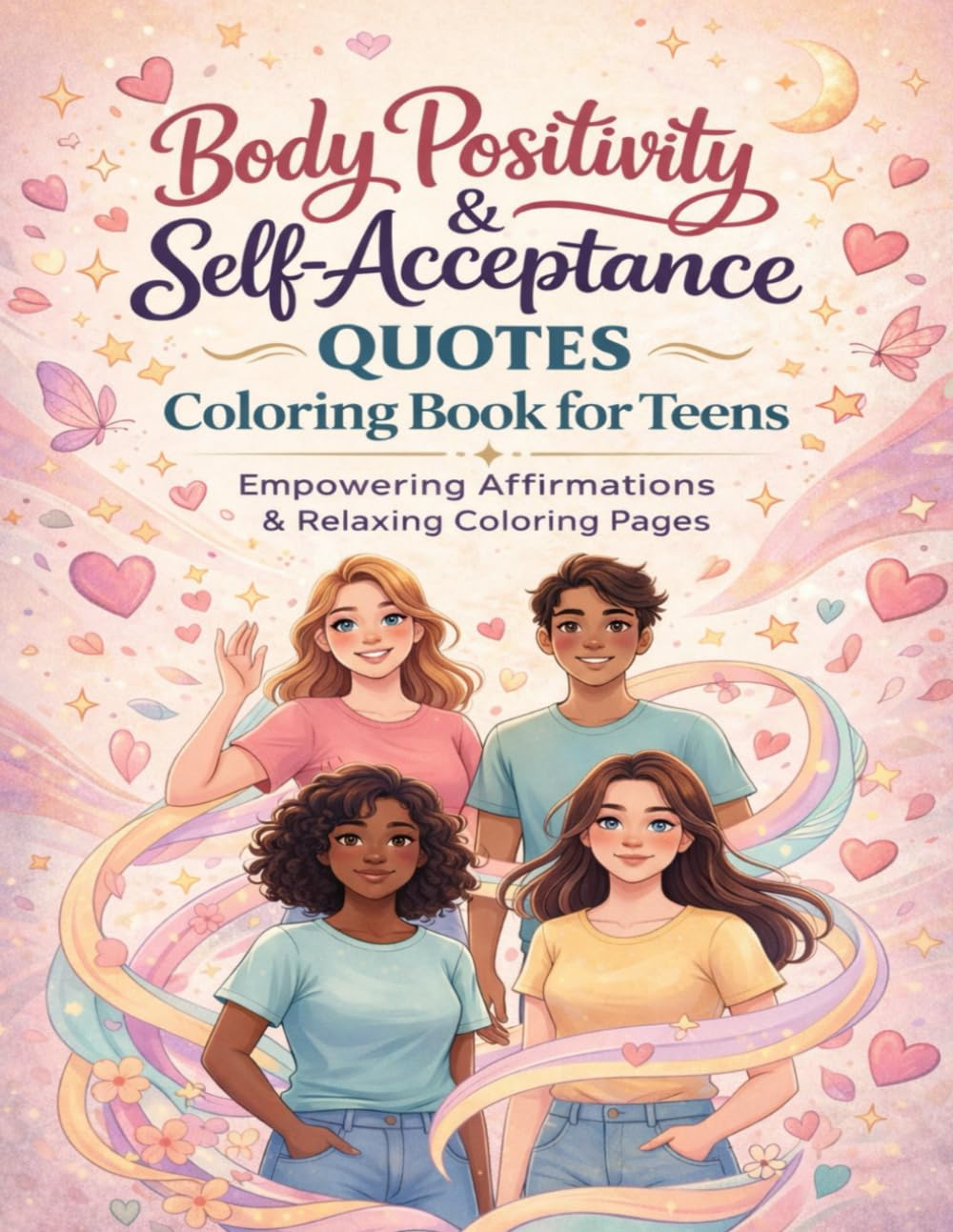 Body Positivity and Self-Acceptance Quotes Coloring Book for Teens: Empowering Affirmations and Relaxing Coloring Pages
