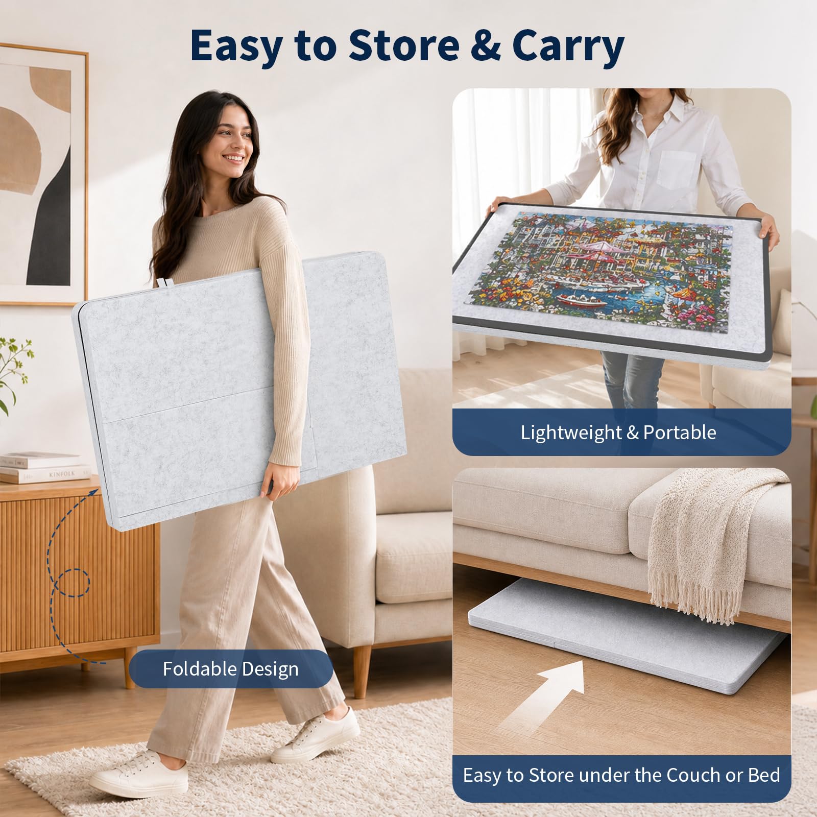 Tablero para Rompecabezas de 1500 Piezas con 6 cajones y Cubierta – Mesa Plegable con 4 ángulos de inclinación, Mesa Ligera y portátil con Almacenamiento y Soporte Integrado para Adultos