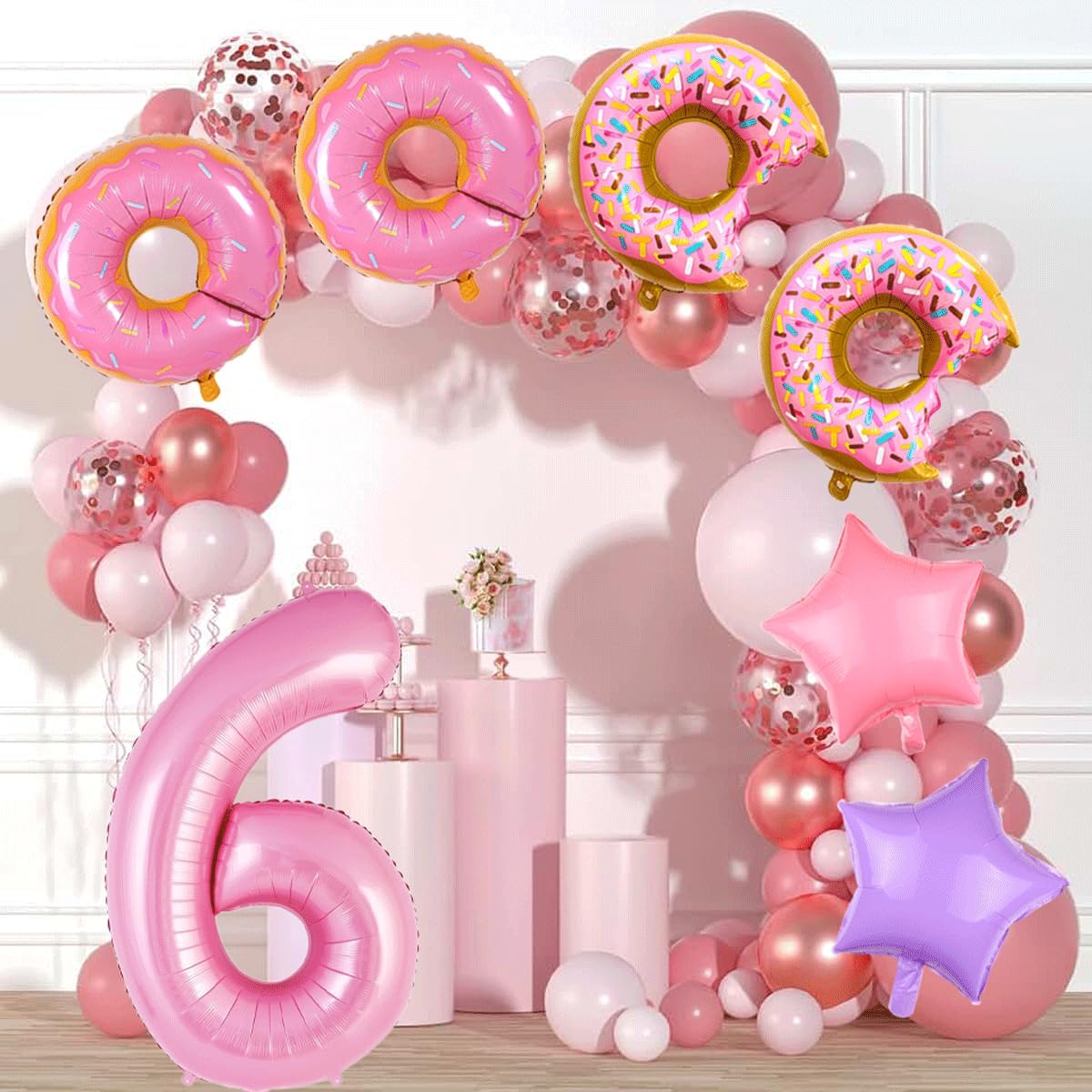 Donut Balloons Pink Number 6 Balloons Donut Foil Balloon for Sweet Six Birthday Party Decorations - Image 4