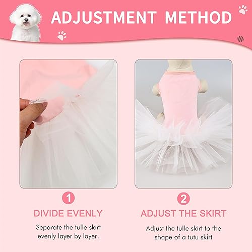 Miniatura 3 de Vestido de boda para perro, falda tutú para perros pequeños, disfraz de encaje para cachorros, ropa formal para bodas, fiestas, vacaciones (rosa y