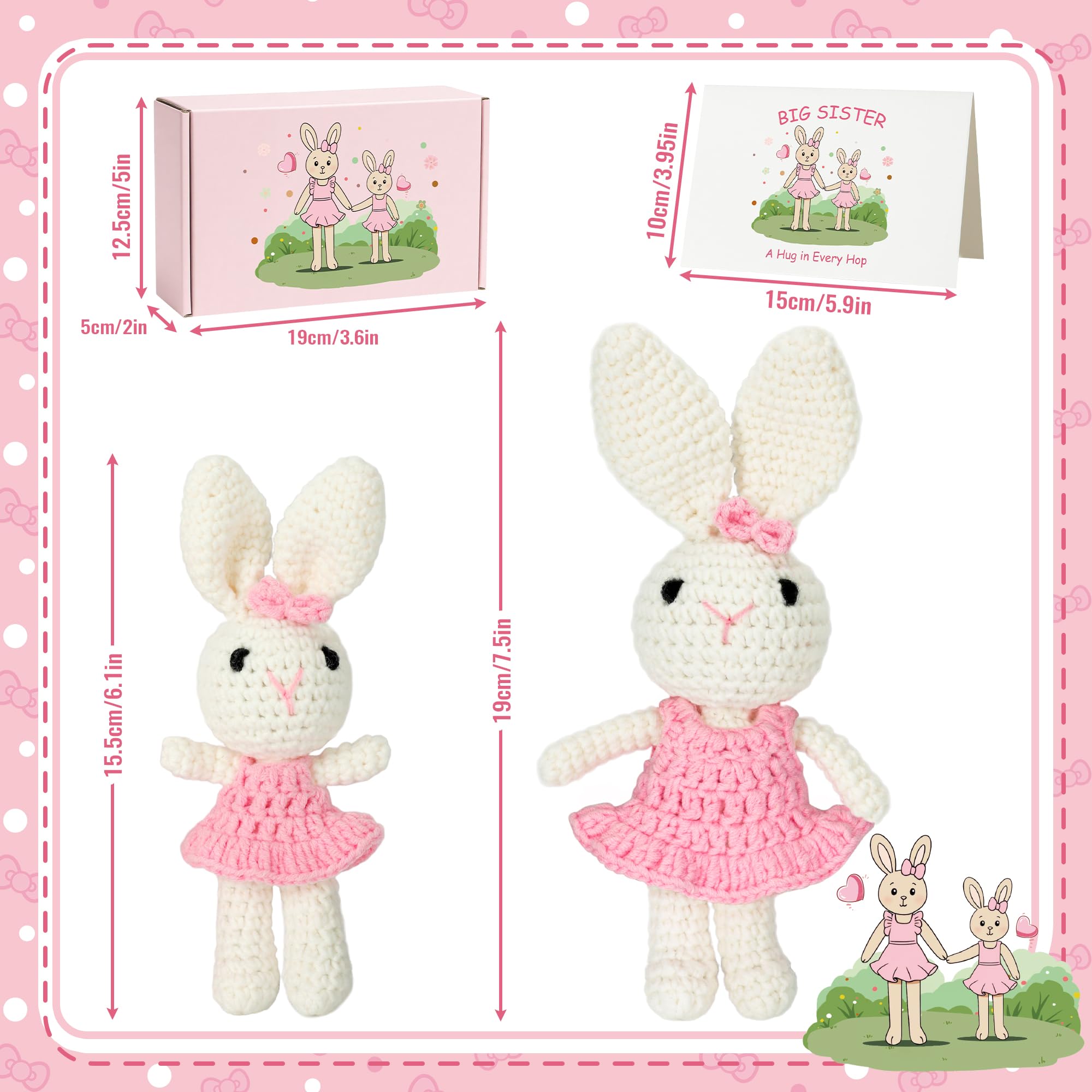 Big Sister Crochet Gifts for Girls, Big Sister Little Sister Doll Gift Set to Celebrate Little Girls Promoted to Sister, Gifts for Older Siblings of New Baby