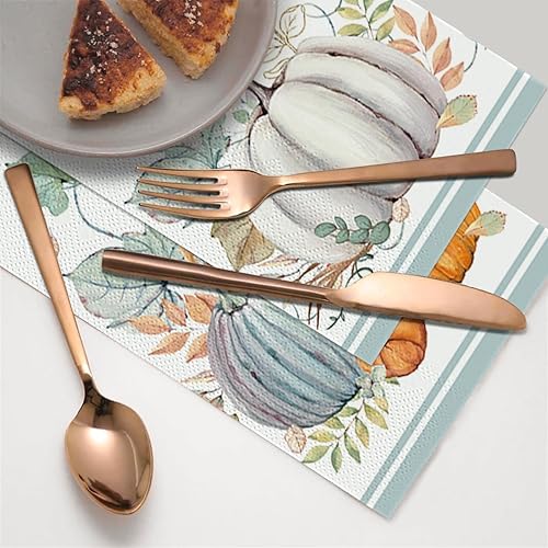 Miniatura 3 de Horaldaily 100 servilletas decorativas de papel desechables de otoño, toalla de mano de calabaza de acuarela de Acción de Gracias para fiesta,