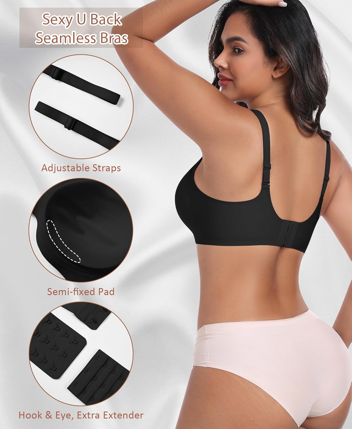 Ganado Bras for Women No Underwire Wireless Push Up Bra Full Coverage Seamless Comfortable Bralettes - Image 3