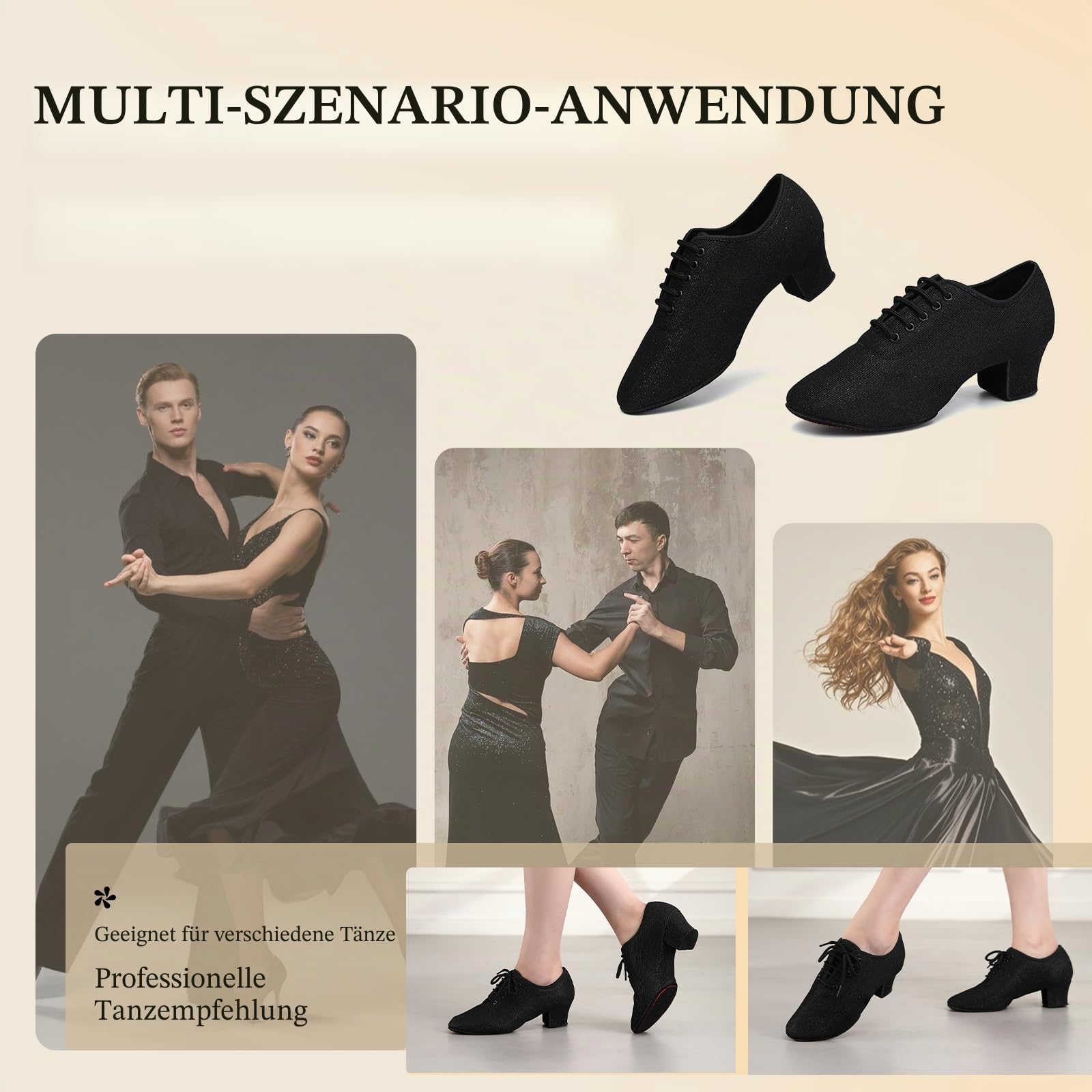Tanzschuhe Damen Latein mit Schnüren Geschlossene Salsa Training 5cm