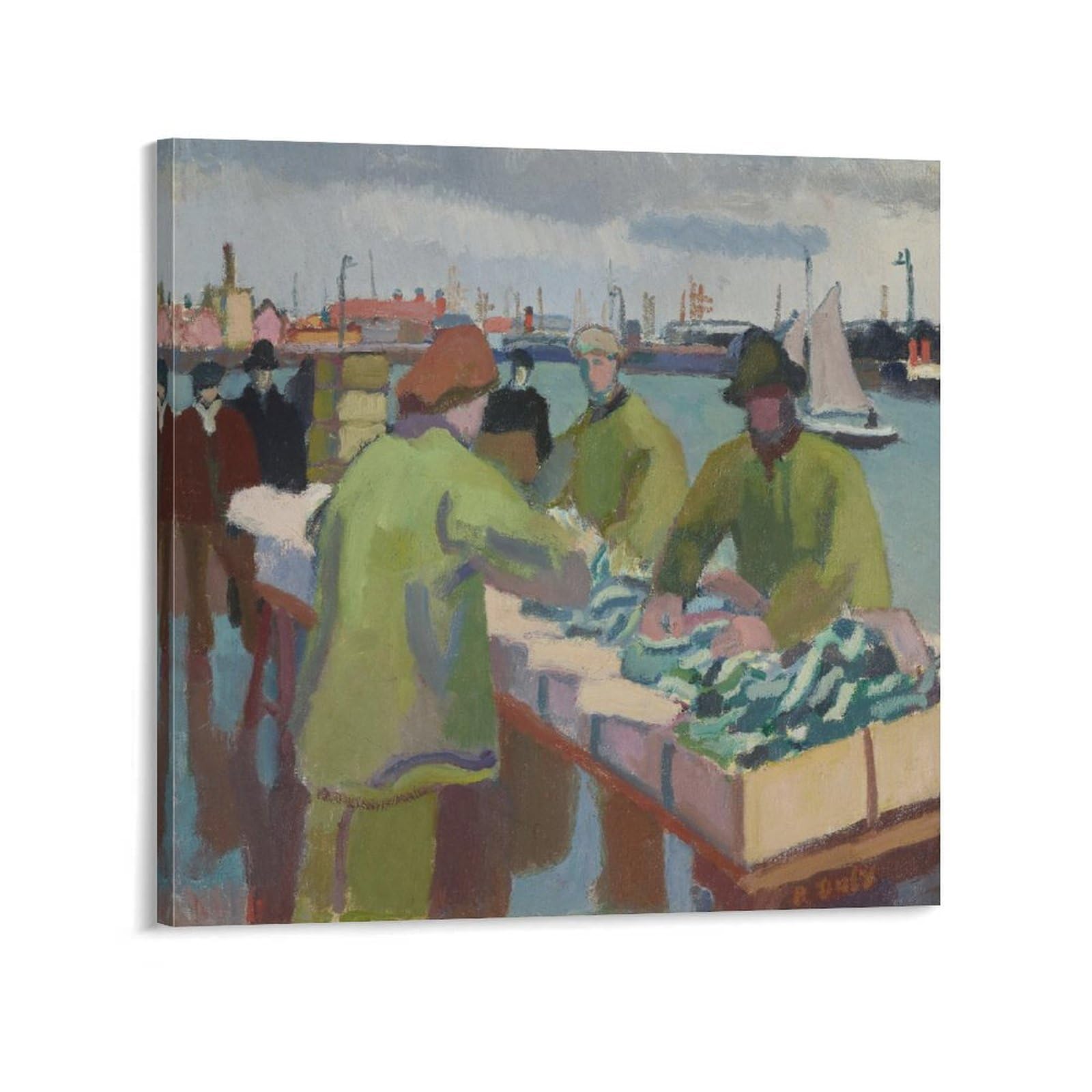 KLAGCBDF Raoul Dufy Le Marché Aux Poissons Poster Painting Canvas Wall Art Living Room Posters Painting 12x12inch(30x30cm)