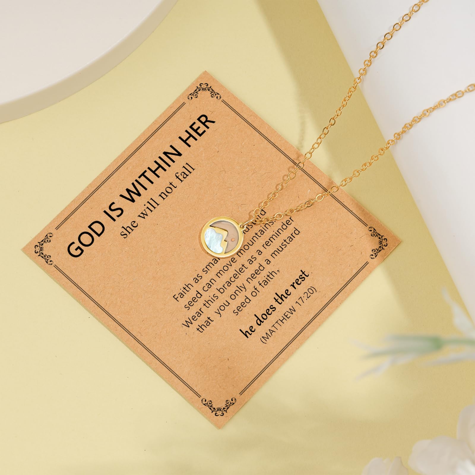 Mustard Seed Necklace Jewelry for Women Girls, Gold