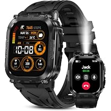 AMAZTIM Smart Watch for Men, 130 Day Battery, 100+ Sports Modes, 1.96" Full Metal Rugged Military Watch, 50M Waterproof, Flashlight, 24/7 Heart Rate Sleep Monitor, Answer/Dial Calls, for Android &amp; iOS