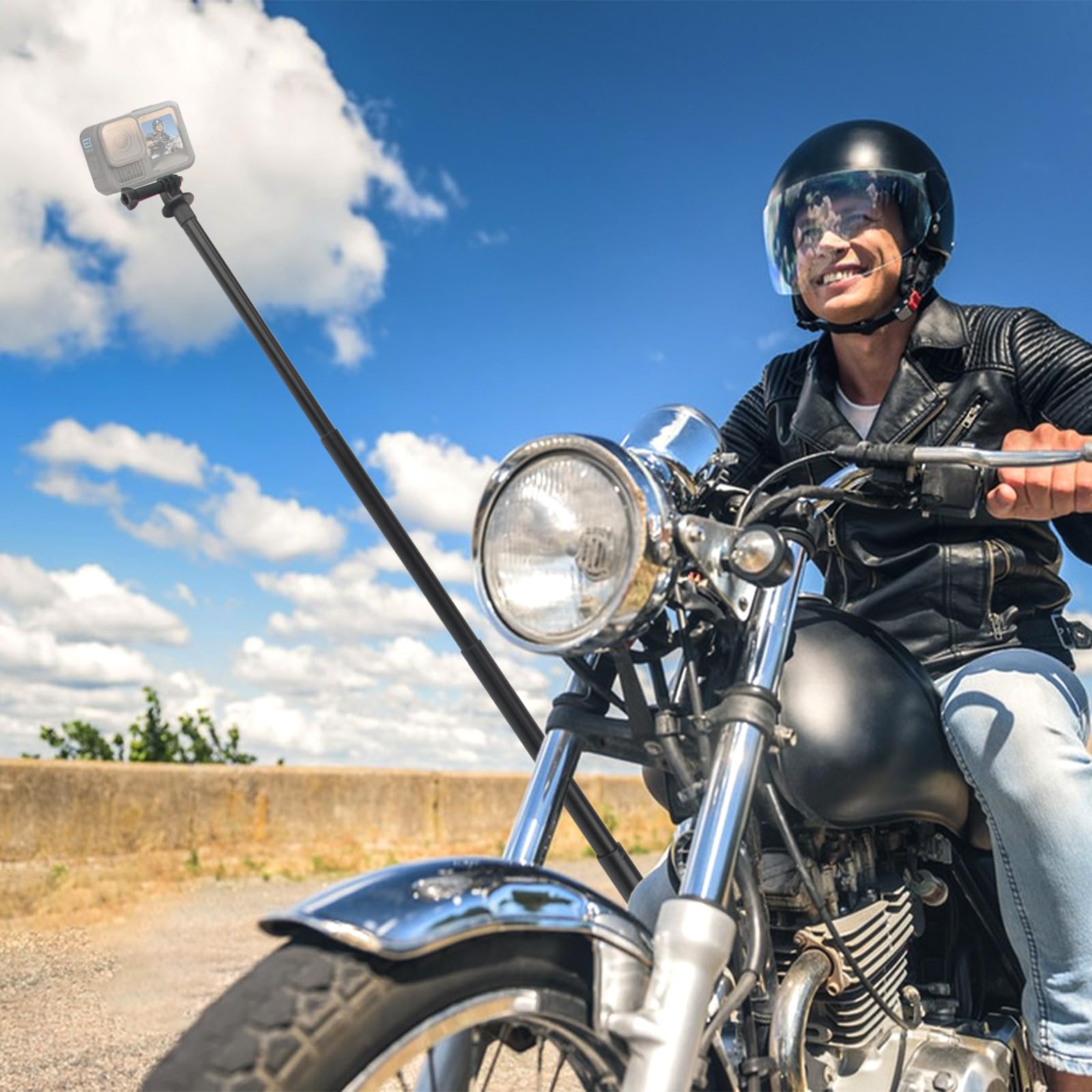 Zestaw uchwytów motocyklowych kompatybilny z Insta360 X4/X5/X3/X2/X ONE/RS/R/Go/3S/Ace/Pro i GoPro, akcesoria do kamery rowerowej, zestaw uchwytów na kierownicę rowerową z niewidocznym kijkiem
