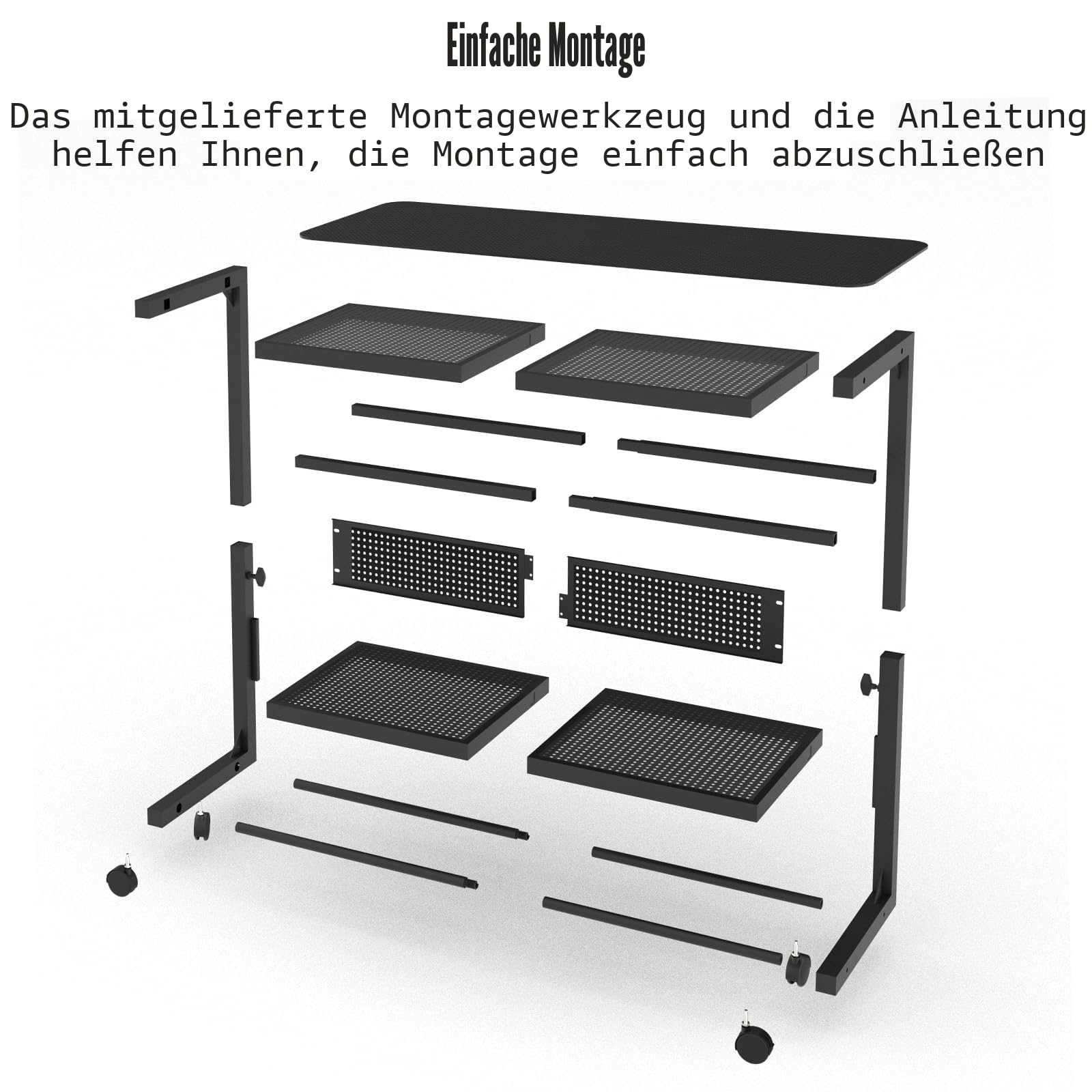 Moricher Computer-Tower-Ständer – höhenverstellbarer 2-stöckiger ATX-Gehäuse-Ständer, PC-Ständer für Bodendrucker, Stecktafel mit rollenden Rädern und Mauspad für Heimbüro