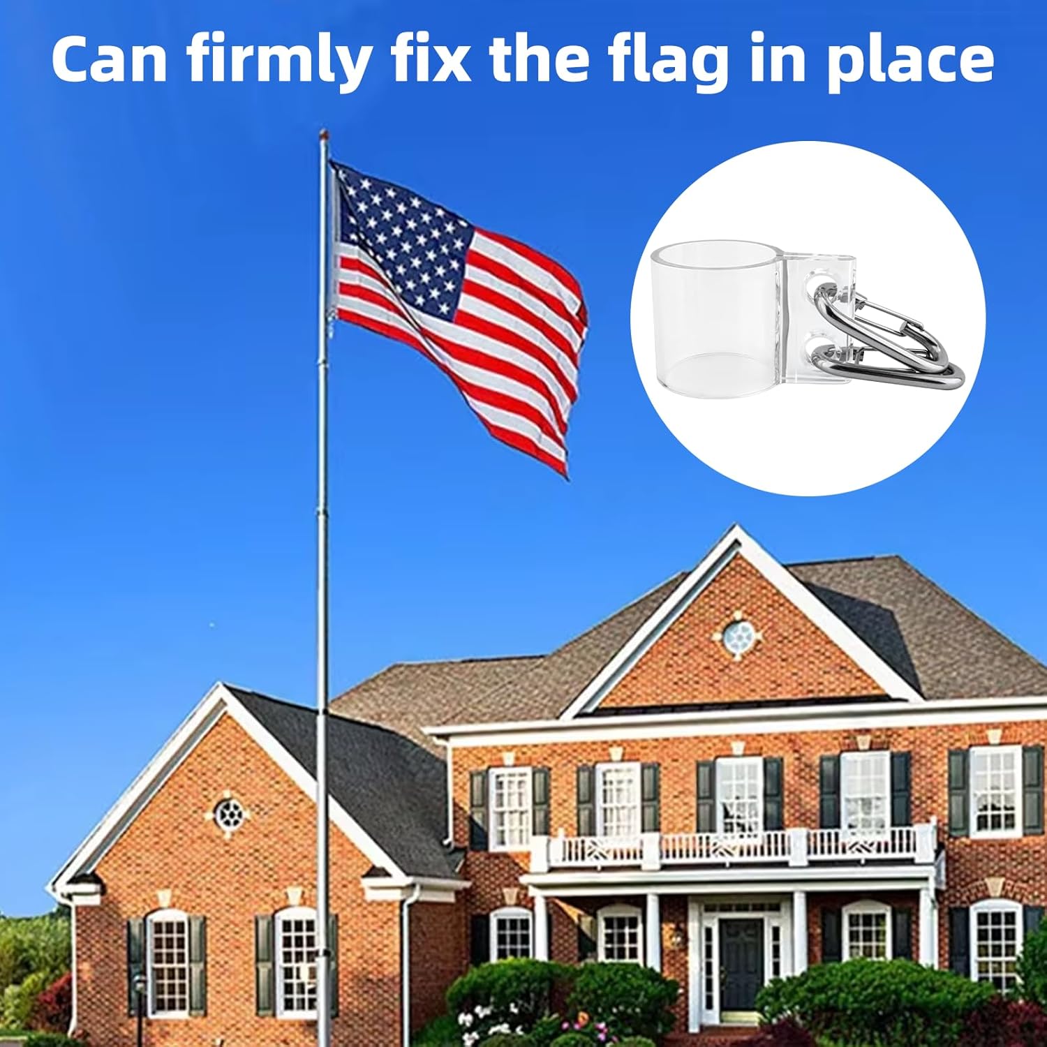 Telescoping Flag Pole Parts Fit for 15 and 20 Ft Ground Set Telescoping Flagpoles, Include Double Flag Pole Harness Rings and Clips