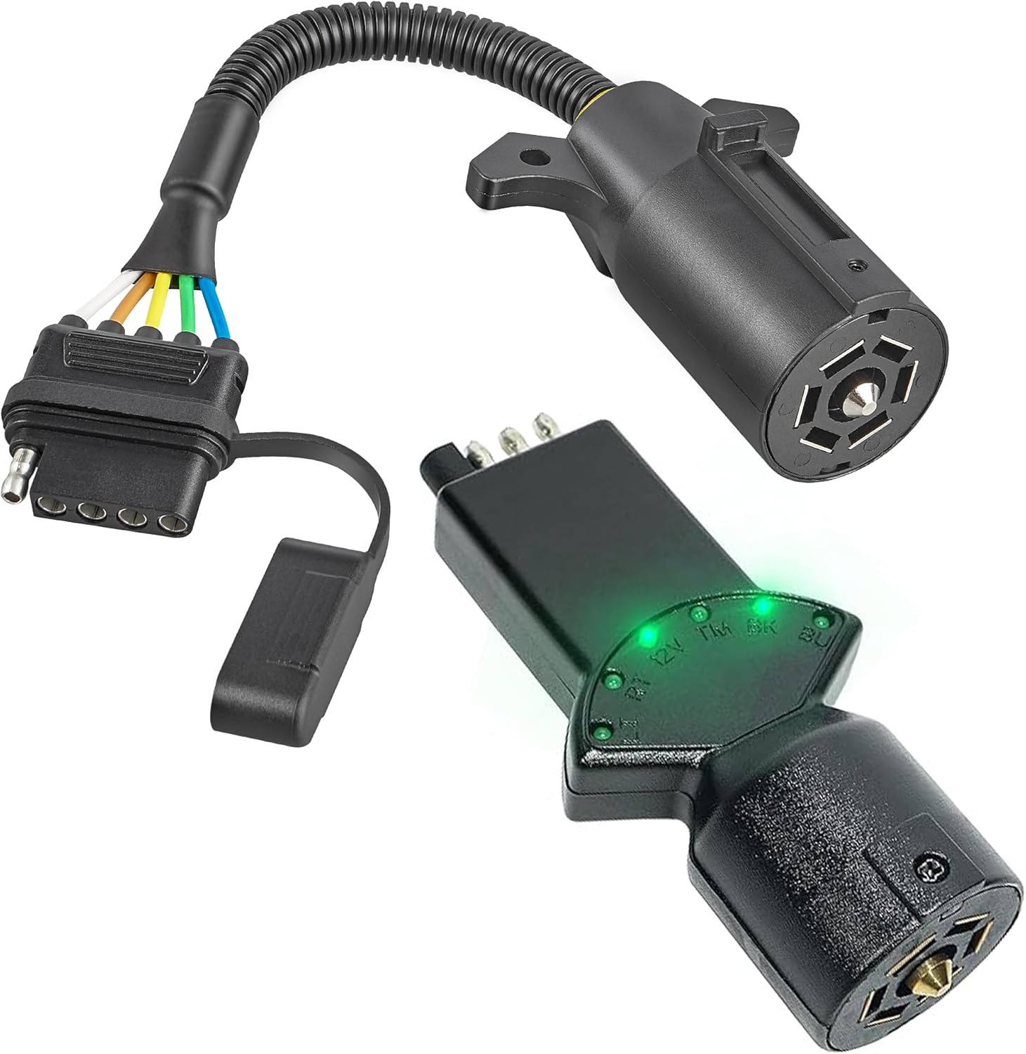 Oyviny 7 Pin to 5 Pin Trailer Adapter + 7 Way Blade & 4 Pin Trailer Light Circuit Tester