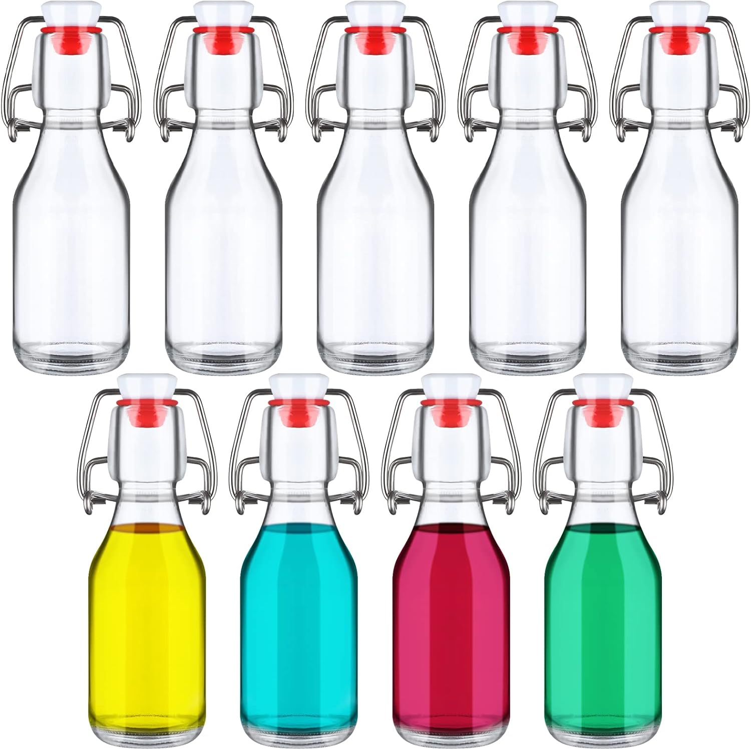 9 PCS Flip Top Glass Bottles with Caps 3.38 oz Beer Bottles