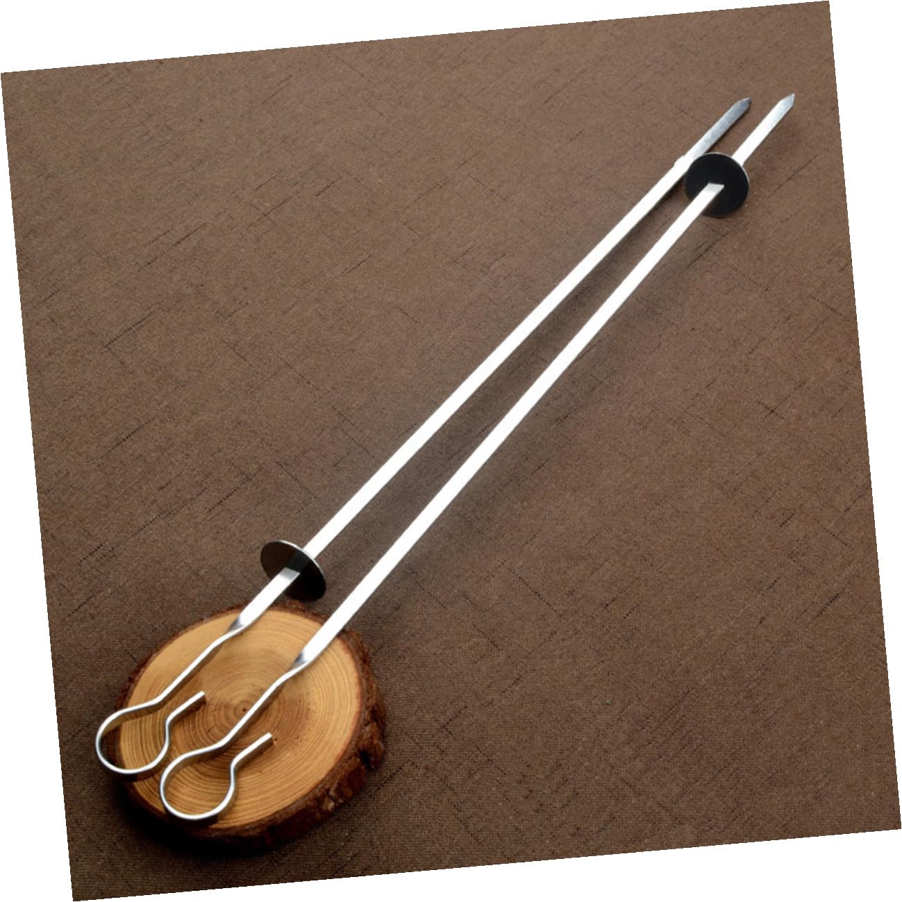 Set 20 Spiedini Barbecue in Acciaio Inossidabile Manico ad Anello, Spiedini Piani Resistenti e Riutilizzabili per Grigliare Carne e Verdure