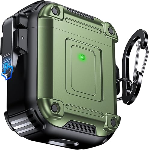 Chicfun Armour Lock - Funda para AirPods de 12 generación con bloqueo seguro y llavero, compatible con MagSafe protección resistente de 360 AirPods
