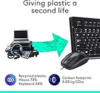 Vista 5 de Logitech MK120 – Combo de teclado y ratón con cable para Windows, ratón óptico con cable, tamaño completo, USB, compatible con PC, portátil - Negro