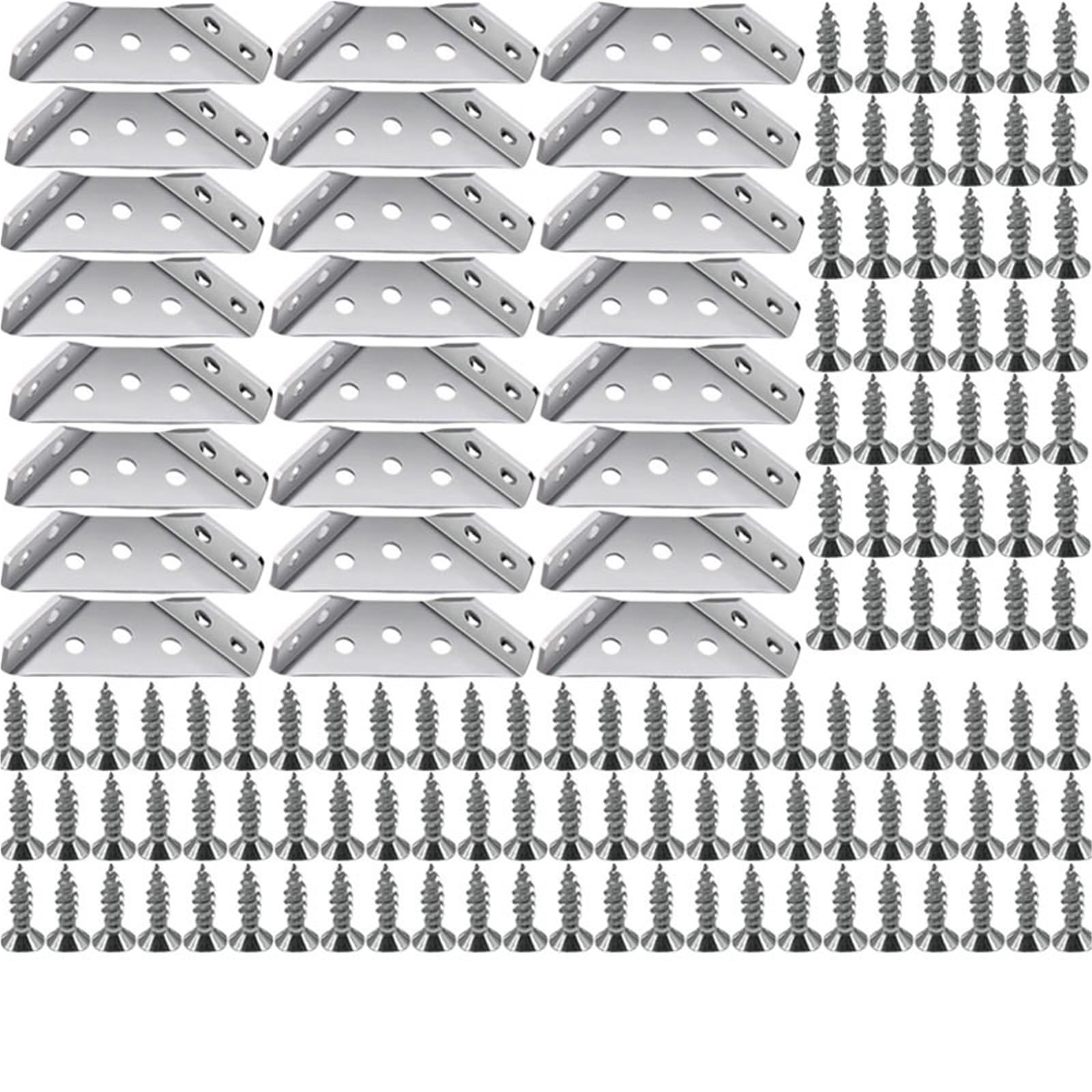 Cidegoo 24Set Corner Code 1- Corner Brackets Stainless Steel Furniture Angle Shelf Connector Cabinet Support Fixing Frame Brace With Screw(24Set)