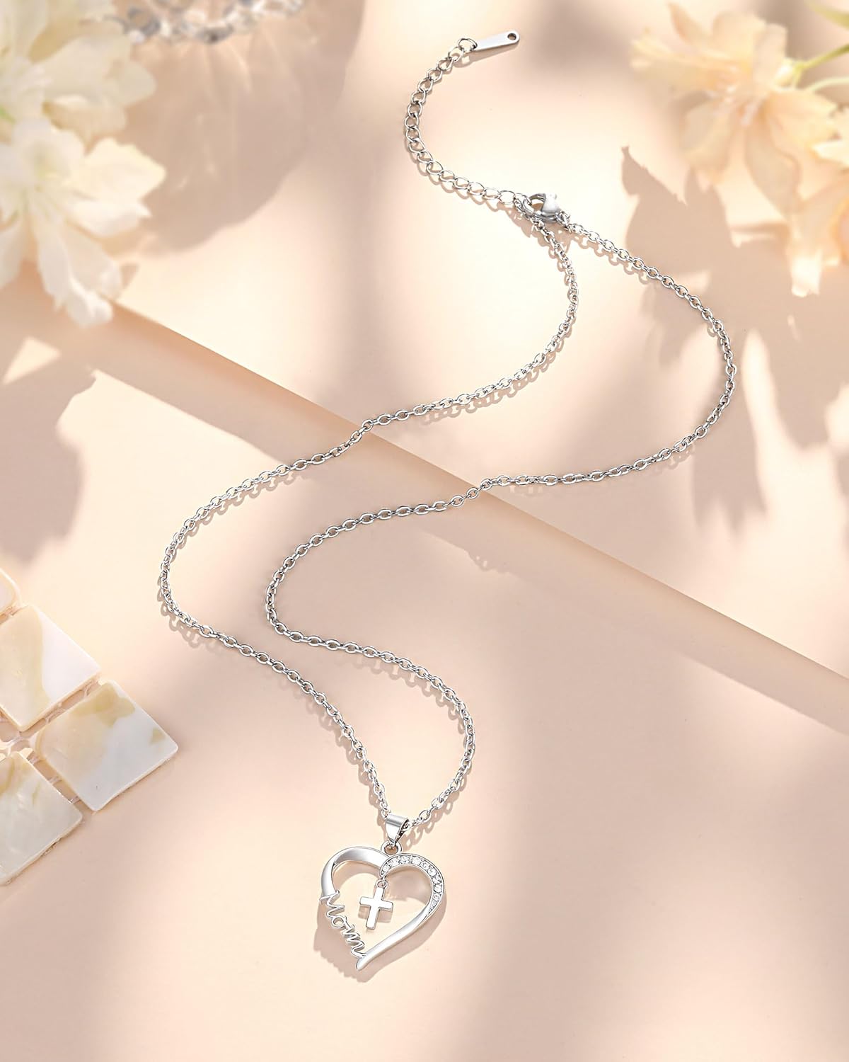 PINKDODO Heart Cross Necklace for Women Baptism Confirmation Easter Gifts - Image 4