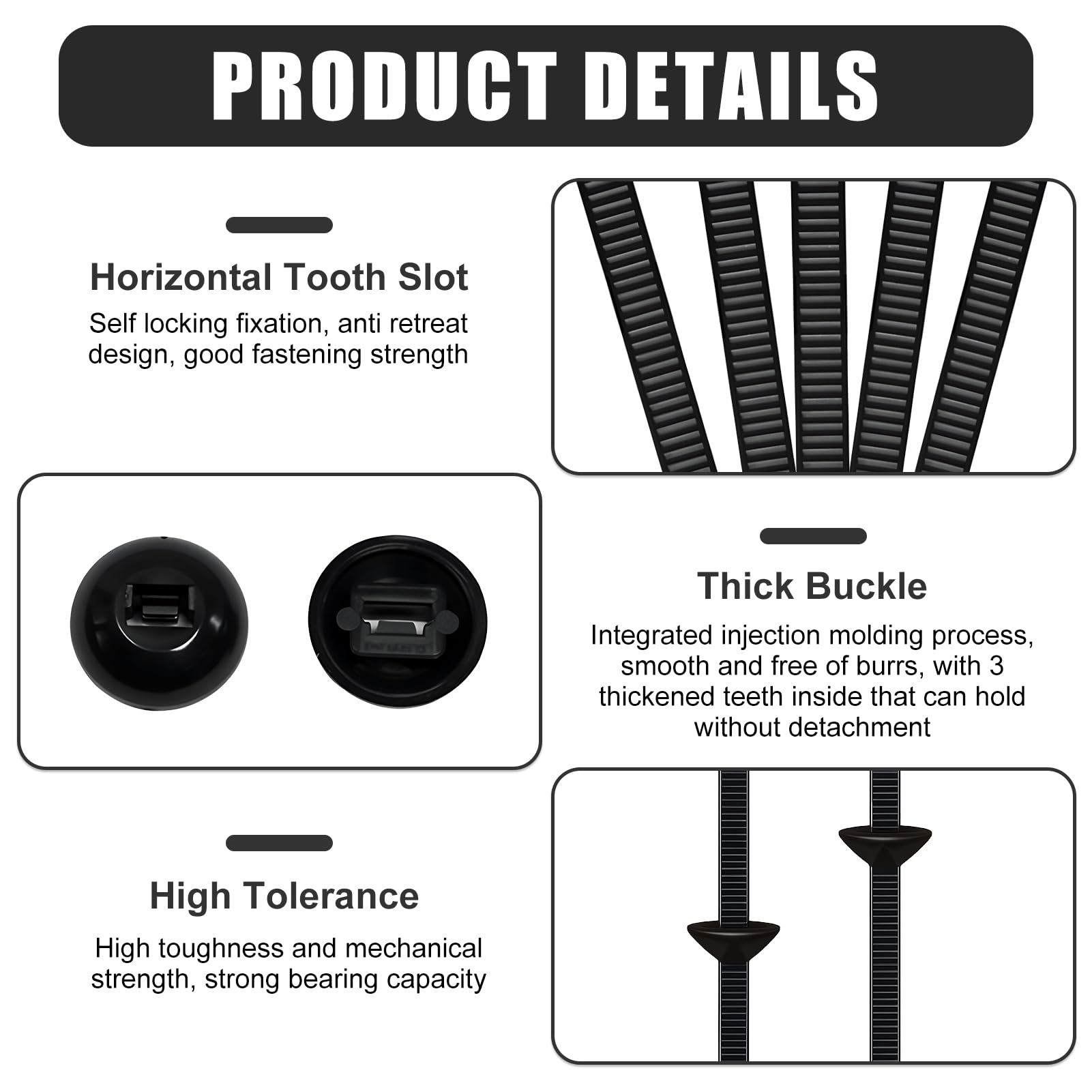 Hebilla Universal para Bridas de Nailon, Abrazaderas Plastico, Soporte de Nailon Autoblocante Resistente con Cierre Automático para Automóviles, Hogar, Reparaciones y Maquinaria (50 Juegos)
