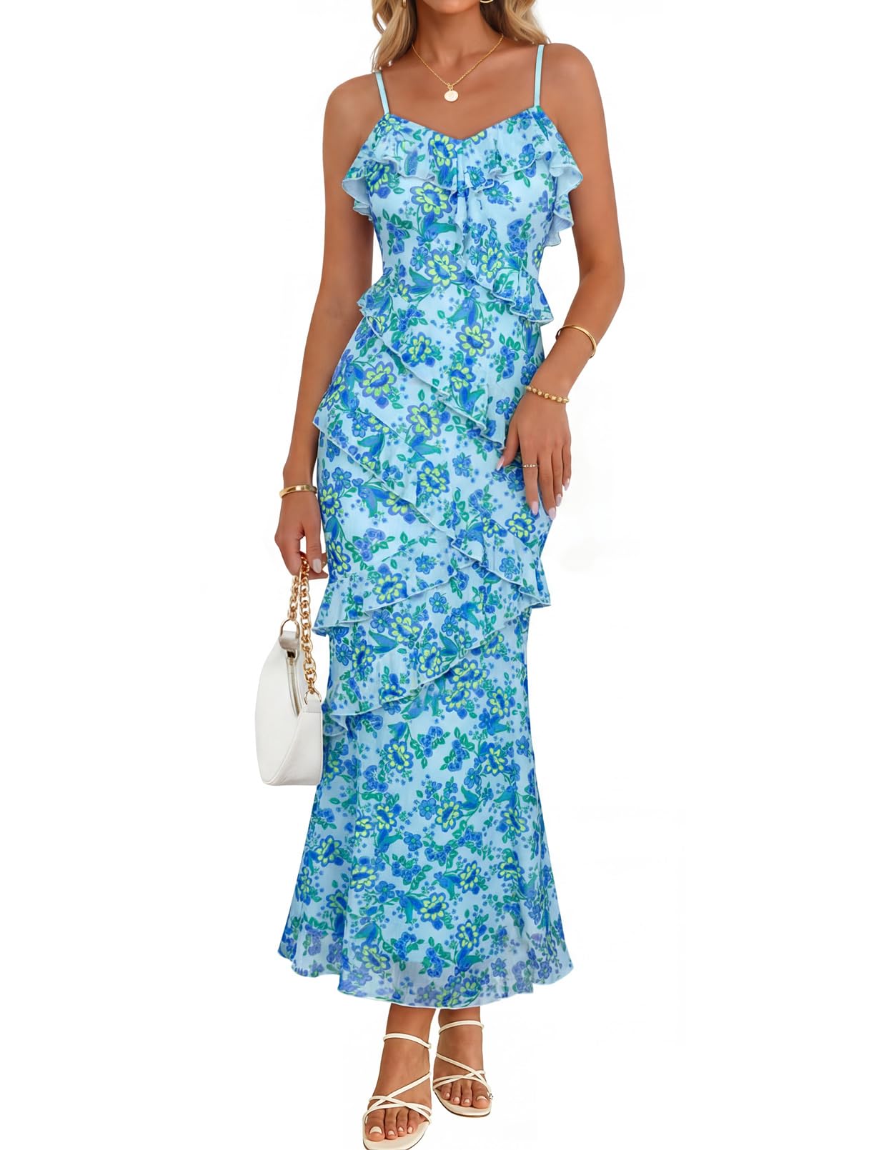 MEROKEETY Floral Maxi Dress