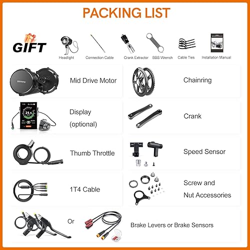 Miniatura 6 de BAFANG BBS02 - Kit de transmisión media de 48 V 750 W BB100 mm con batería opcional kit de motor de bicicleta 8Fun con pantalla LCD y anillo motor