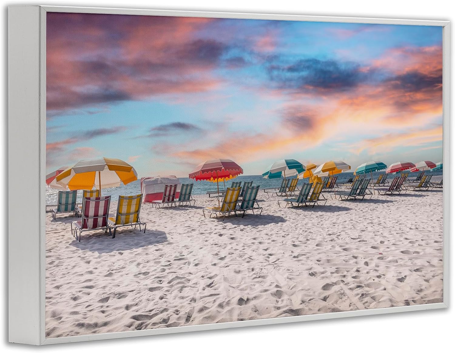 Stupell Industries South Beach Miami Chairs White Framed Giclee Art design by Richard Silver, 12 x 18