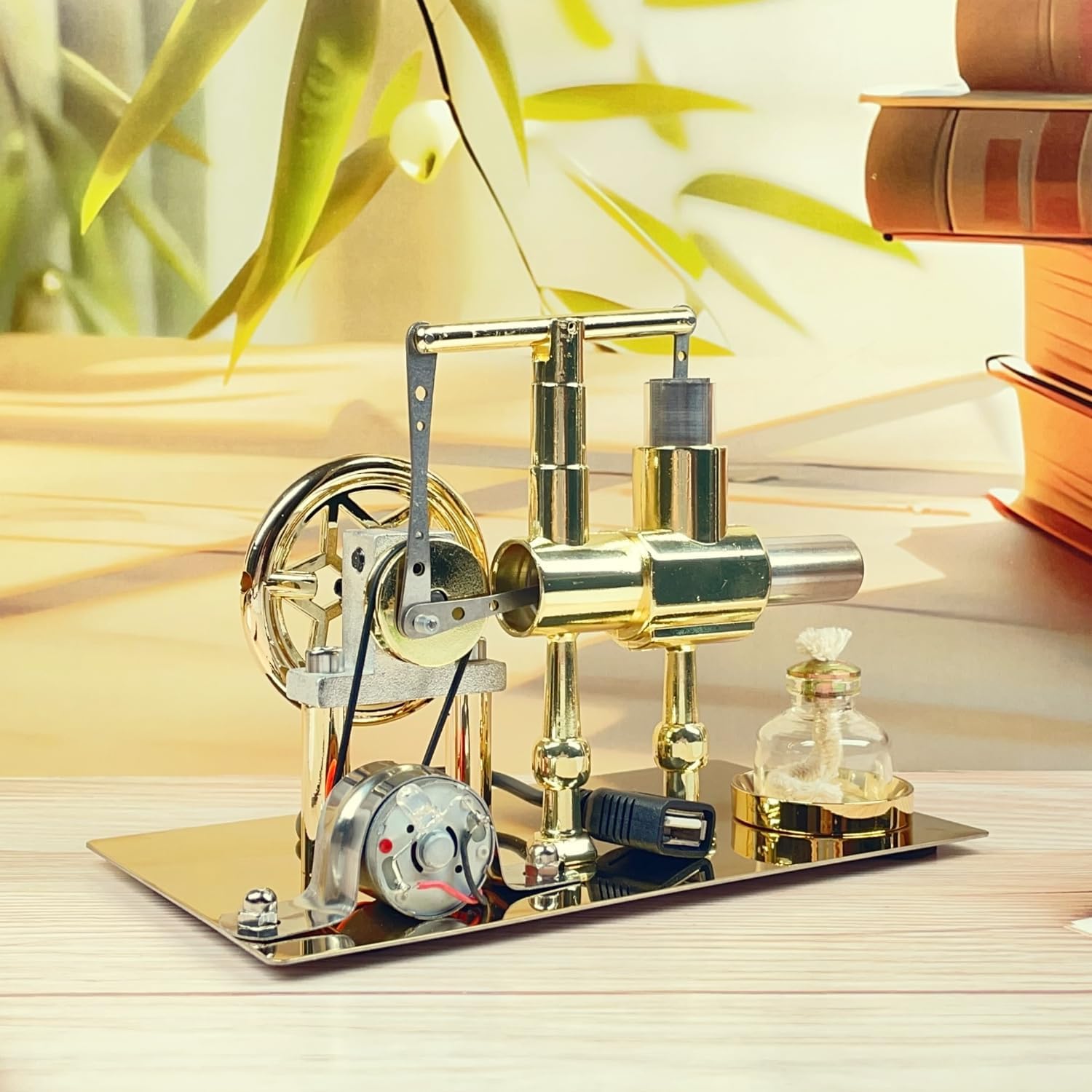 MagicTech Hot Air Stirling Engine Motor Electricity Power USB Cylinder Metal Physics Education Model JY27