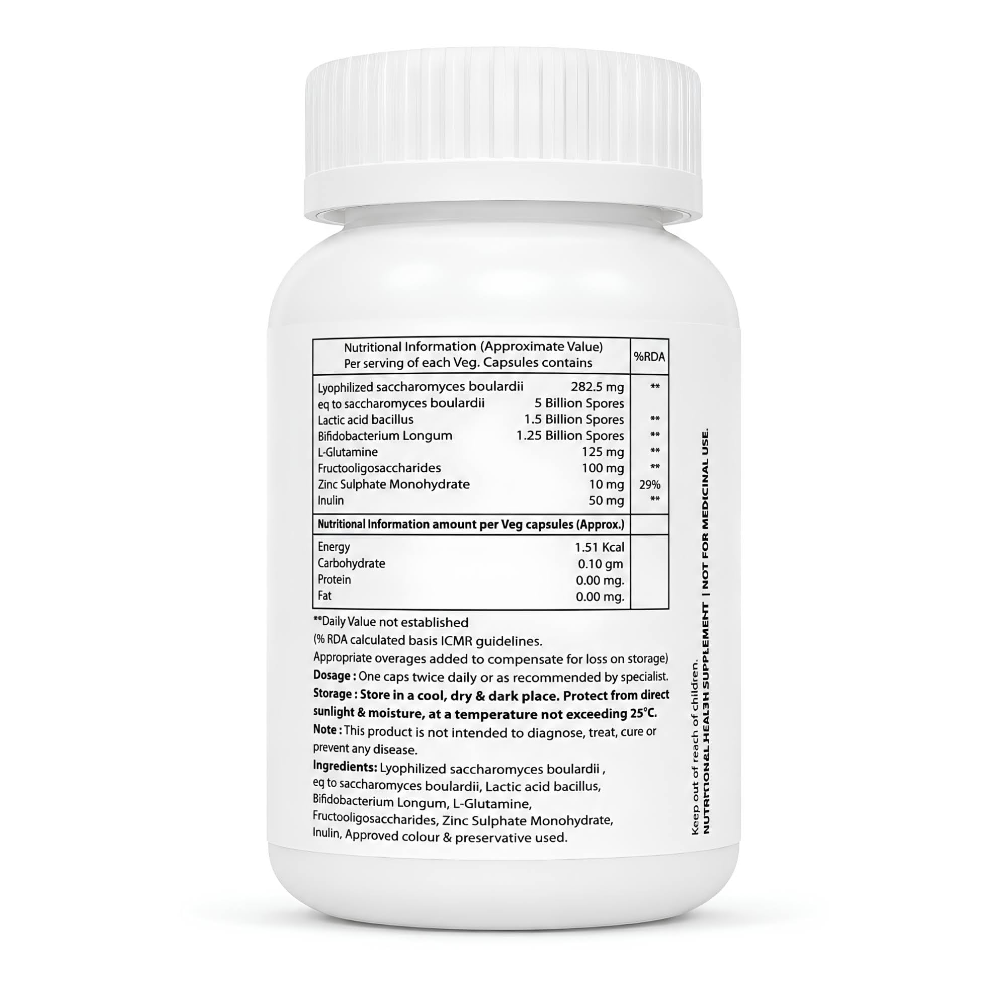 Prebiotic & Probiotic with Saccharomyces Boulardii, IBS, Diarrhea,Lactose Intolerance | For gut health| 30 veg Capsules — Amazon image 8