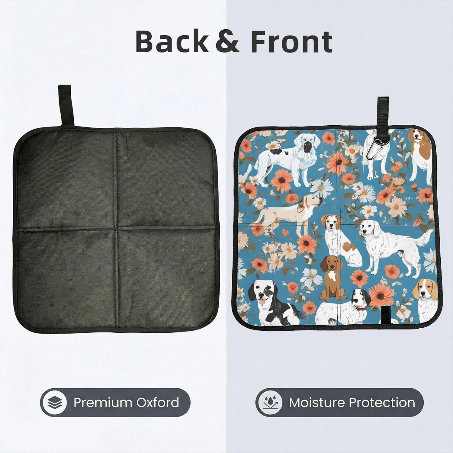 (Sweet Basset Hound Florals) Sitting Pad Foldable Seat Cushion Lightweight Camping Seat Mat with Hook for Outdoor Hiking Picnic Camping