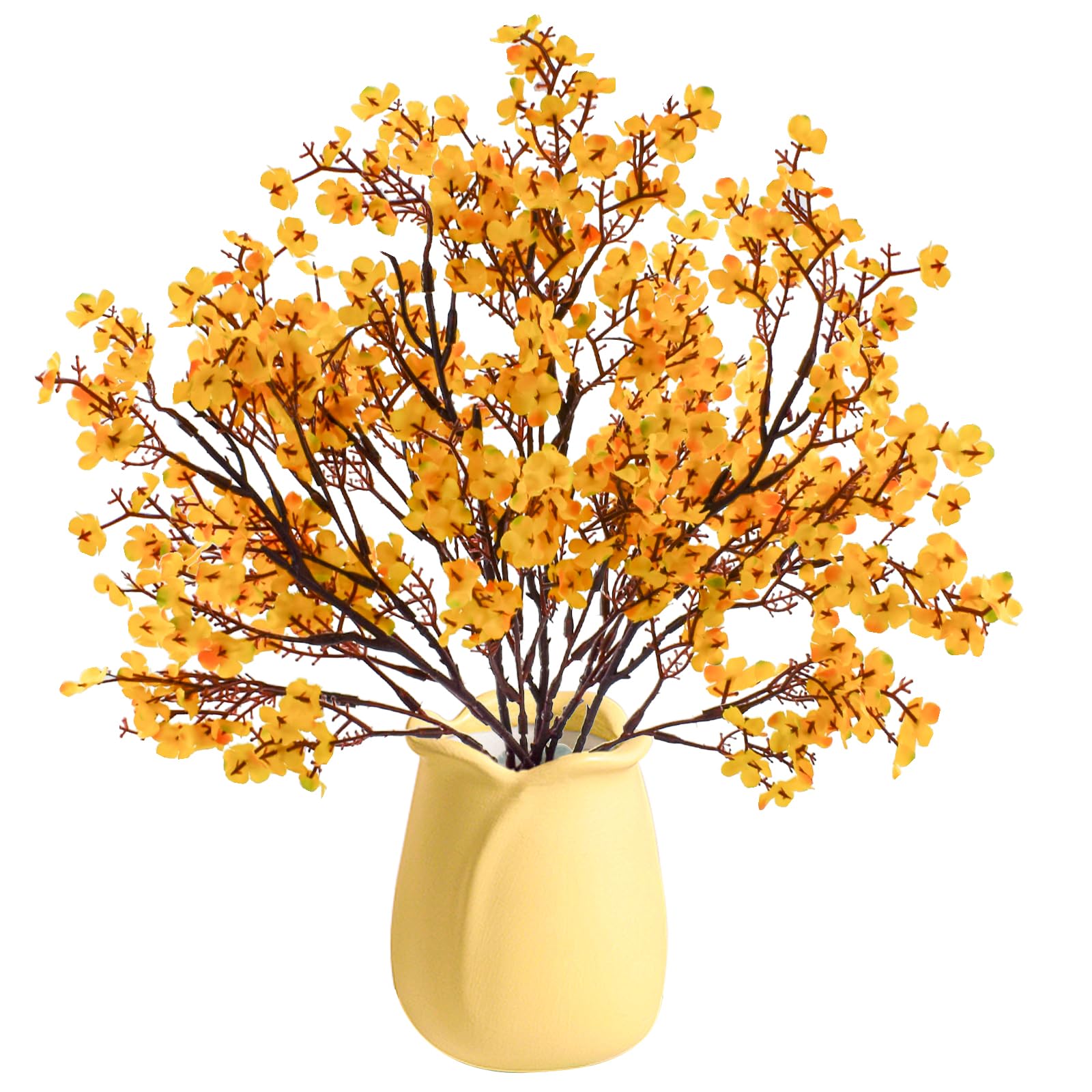 Babys Breath Artificial Flowers 6Pcs Fake Flowers Real Touch Faux Gypsophila Bouquet for Home Wedding Party Table Decor (Orange)