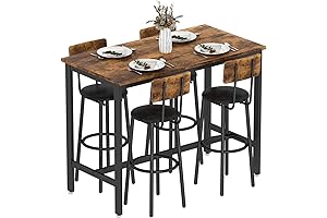 Sweiko 5-Piece Industrial Bar Table and Chair Set | Counter Height Table...