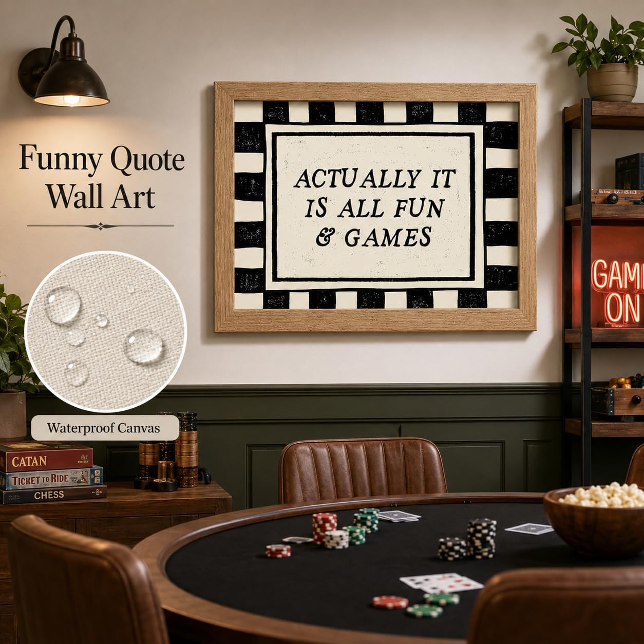 Framed Actually It Is All Fun Quote Canvas Wall Art,Rustic Decor 12x16 Inch image 2