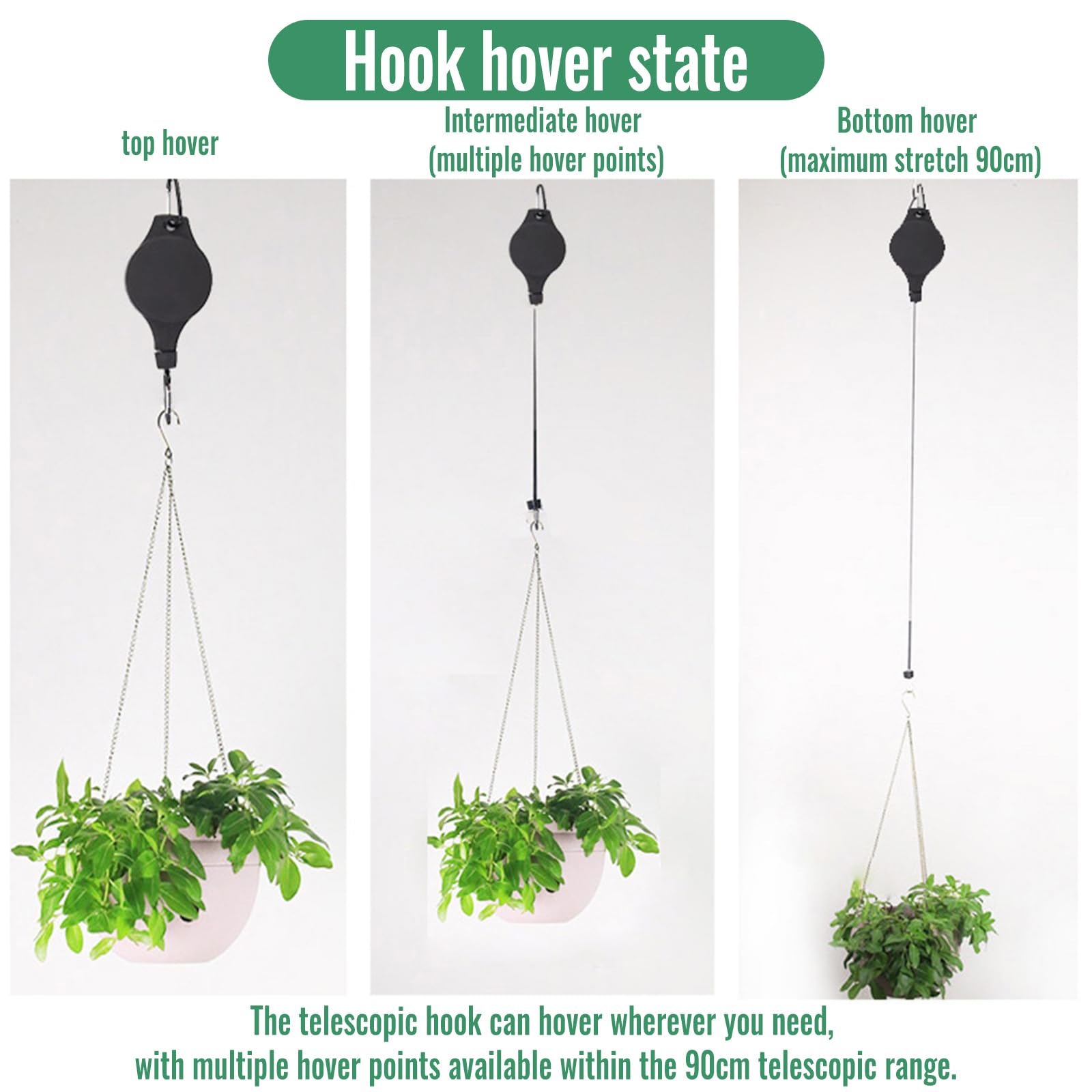 Srup 2 Pieces Hanging Plant Basket Pulley, Plant Pulley Retractable Hanger, Plant Pulley Retractable - Image 4