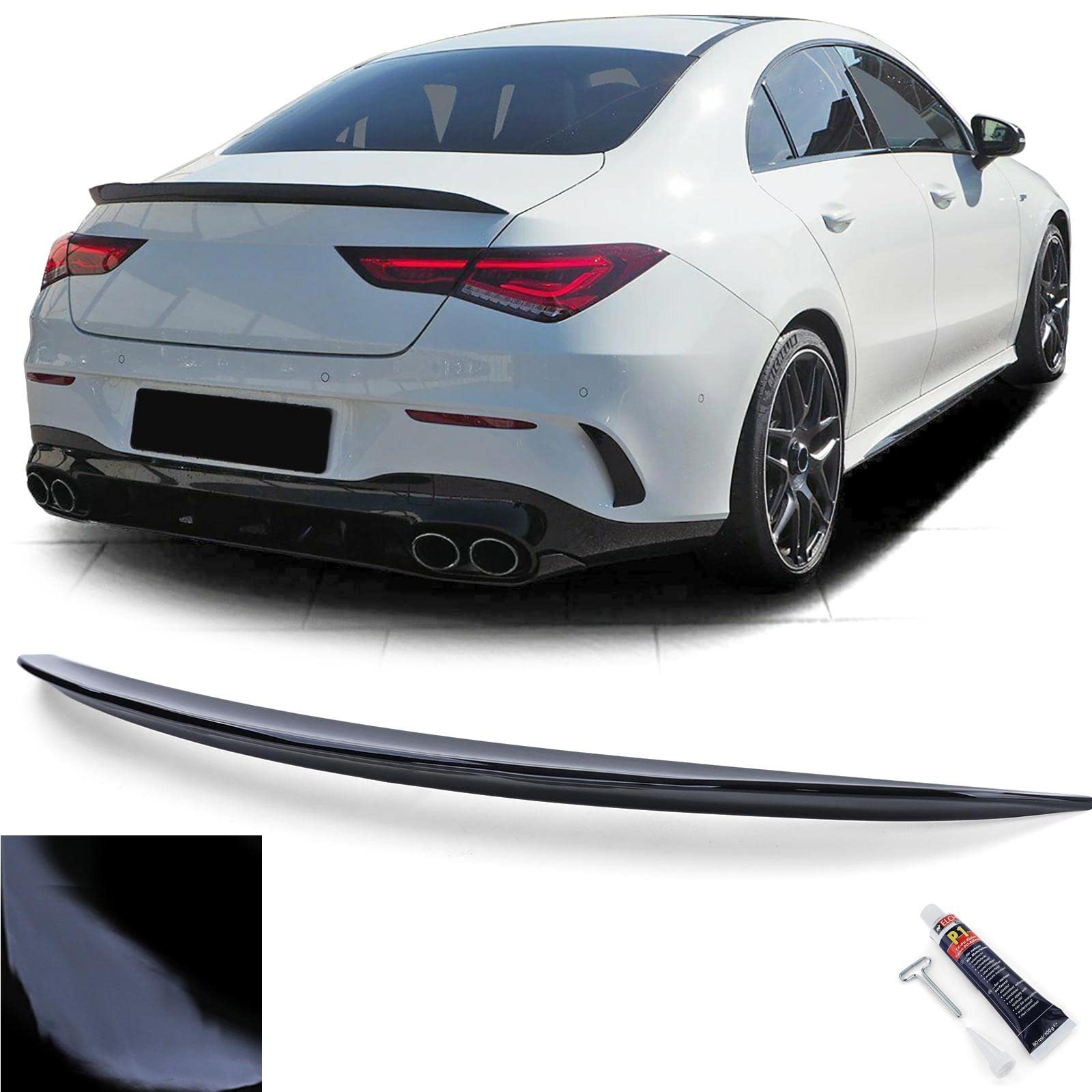 Sport Heckspoiler Lippe Schwarz Glanz passend für Mercedes CLA C118 ab 19