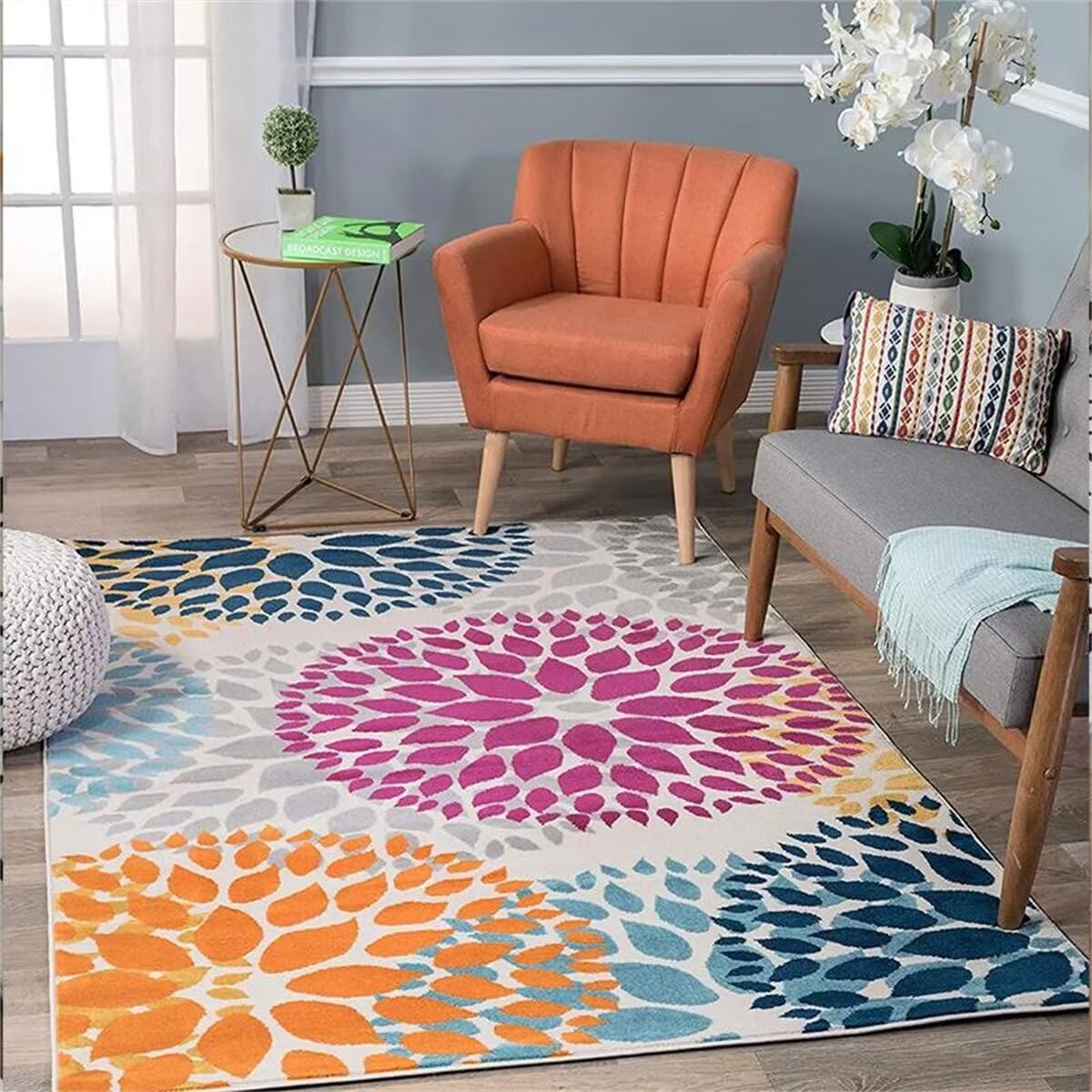 Tapis de zone coloré floral 60X120CM revêtement de sol naturel pour chambre et balcon
