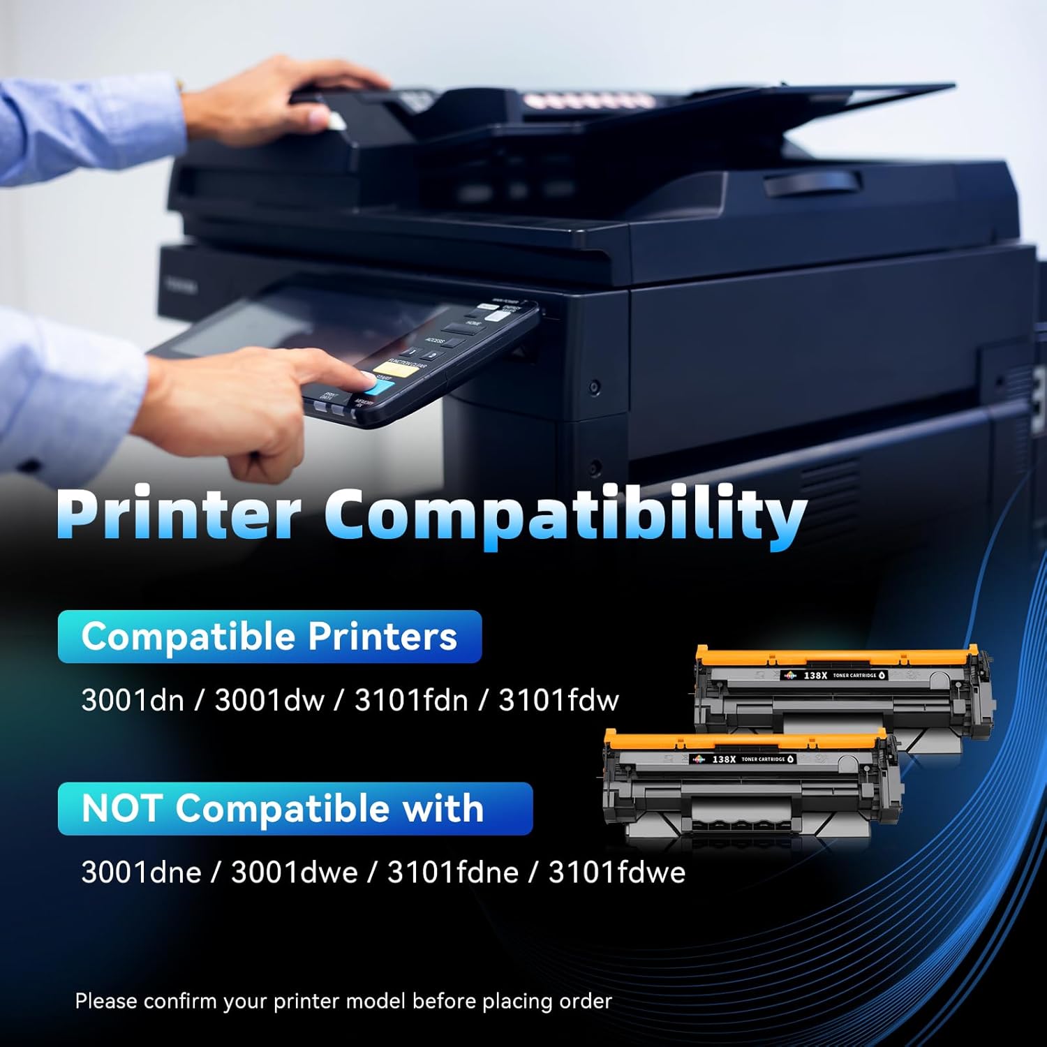 138X W1380X Toner Cartridge High Yield (with Chip) Replacement for HP 138A W1380A 138X W1380X Black Cartridges for HP Laser Jet Pro 3001dw 3001dn 3101fdw 3101fdn 3101sdw Printer Ink (2-Pack)