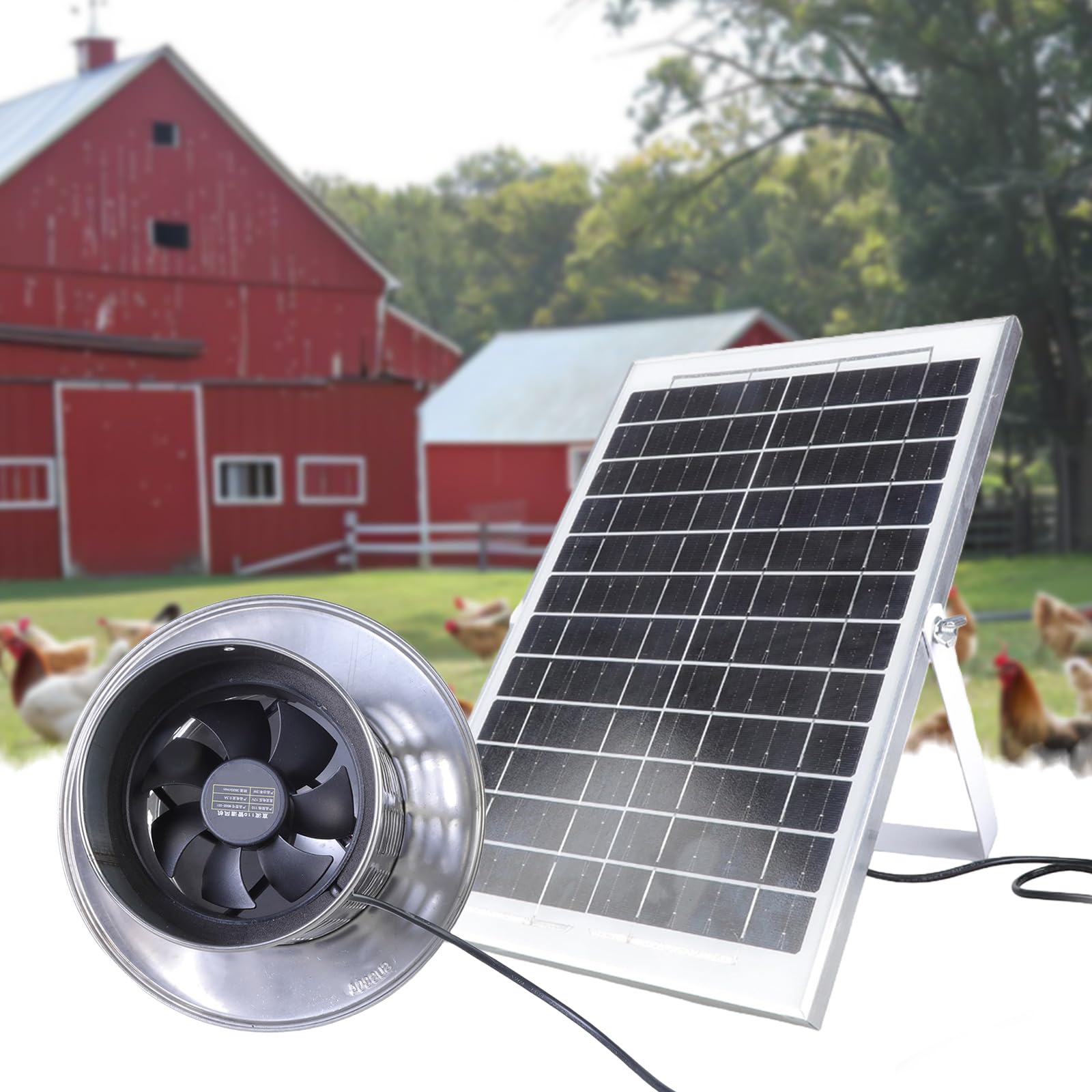 Solarbetriebener Abluftventilator, kleiner Ventilator, 110 mm K für Zuhause, Landwirtschaft, Aluminium, Küchenauspuff