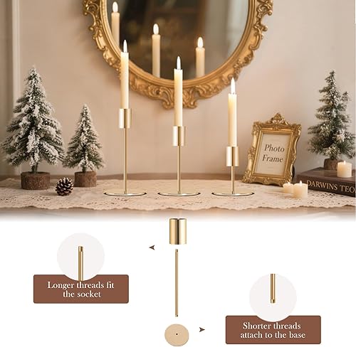 Miniatura 2 de Portavelas cónicos de metal negro para velas de pilar, portavelas se adapta a velas de 3/4 pulgadas de grosor y velas LED, perfecto para bodas