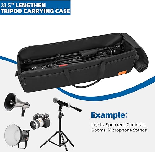 Miniatura 2 de TORIBIO Funda de transporte para trípode de 31.5 pulgadas, bolsa de trípode multifunción resistente con correa para el hombro, para luces,