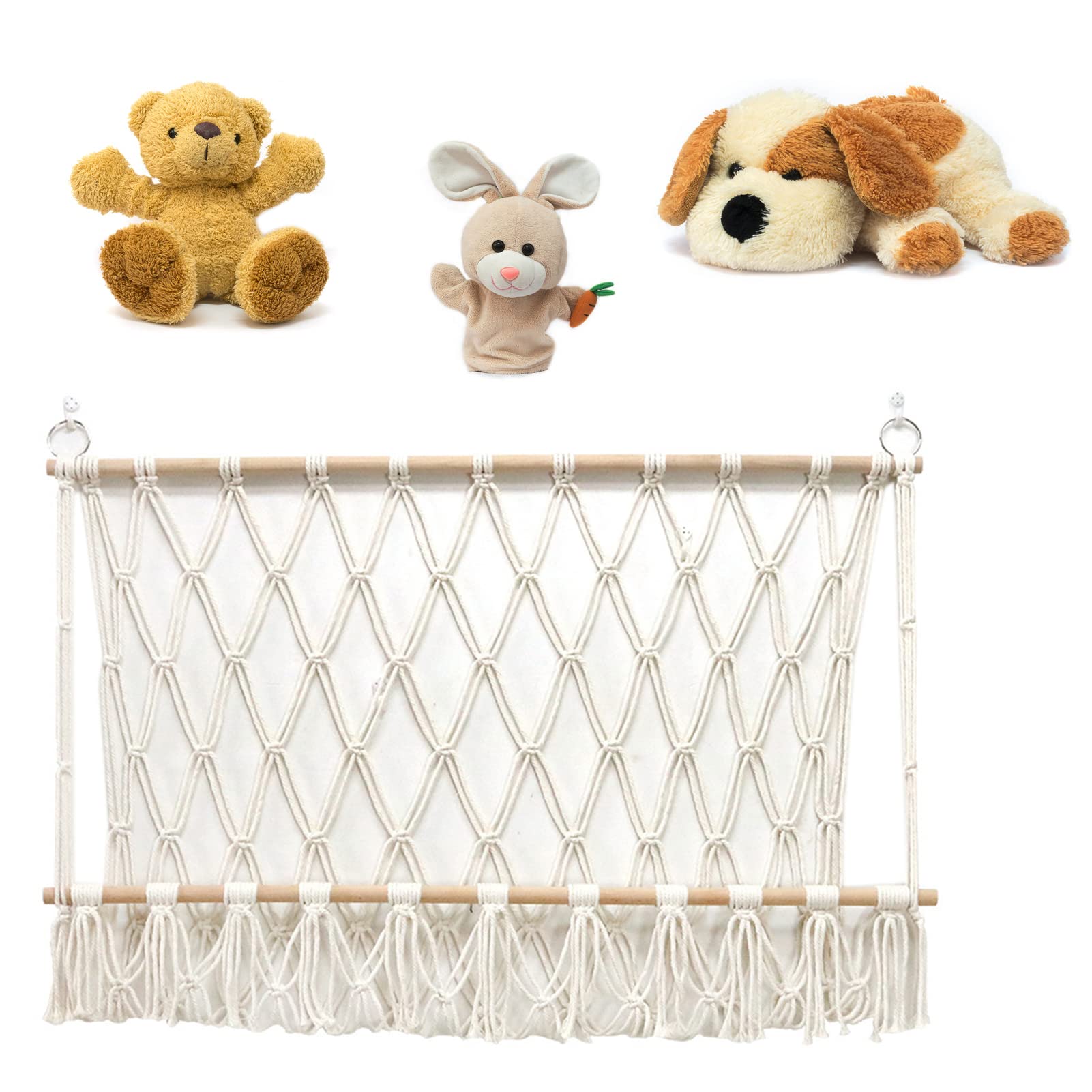 Organisateur de rangement de doudous en macramé fait main Teksome