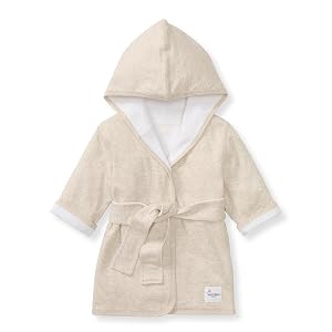 Burts Bees Baby Hooded Robe Organic Terry Bathrobe Newborn Bath Essentials Unisex Boys and Girls Size 0-9 Months