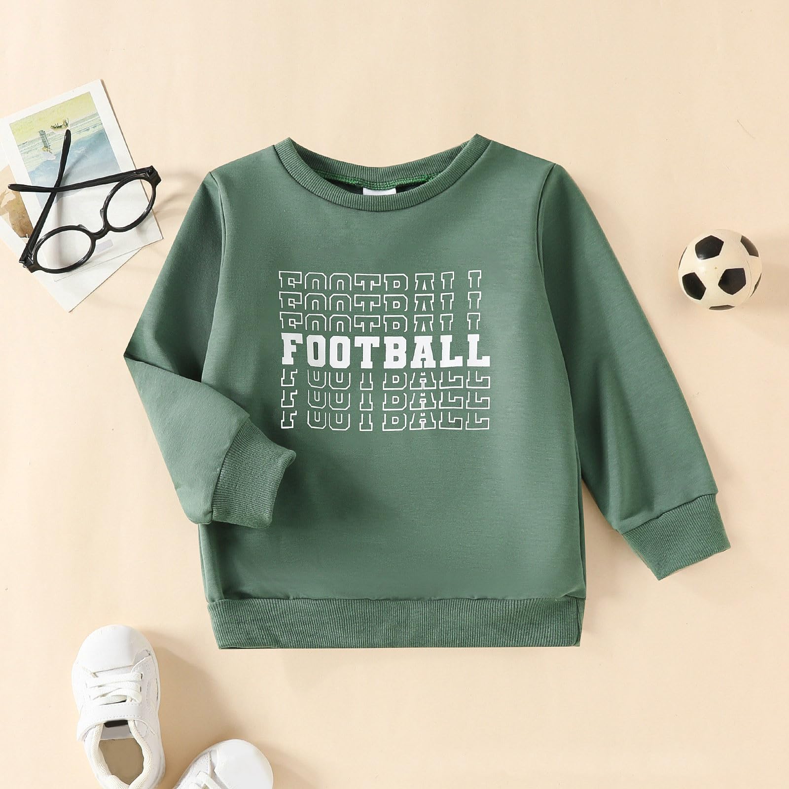 Toddler Boys Girls Long Sleeve Letter Prints Casual Tops Hoodie Pullover for Kids Clothes Toddler Boy (Green, 5-6 Years)