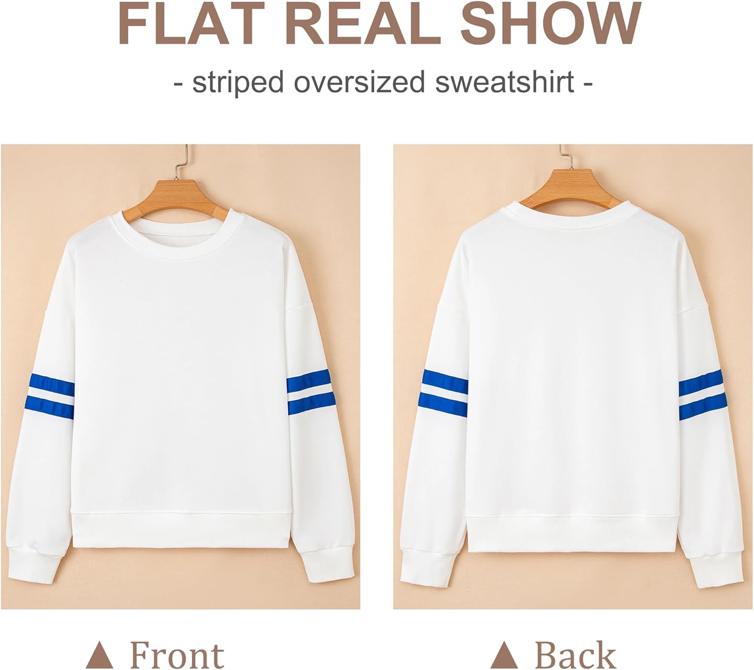 SELINK Womens Varsity Striped Oversized Sweatshirt Crewneck Long Sleeve Casual Fashion Pullover Top Fall Outfits