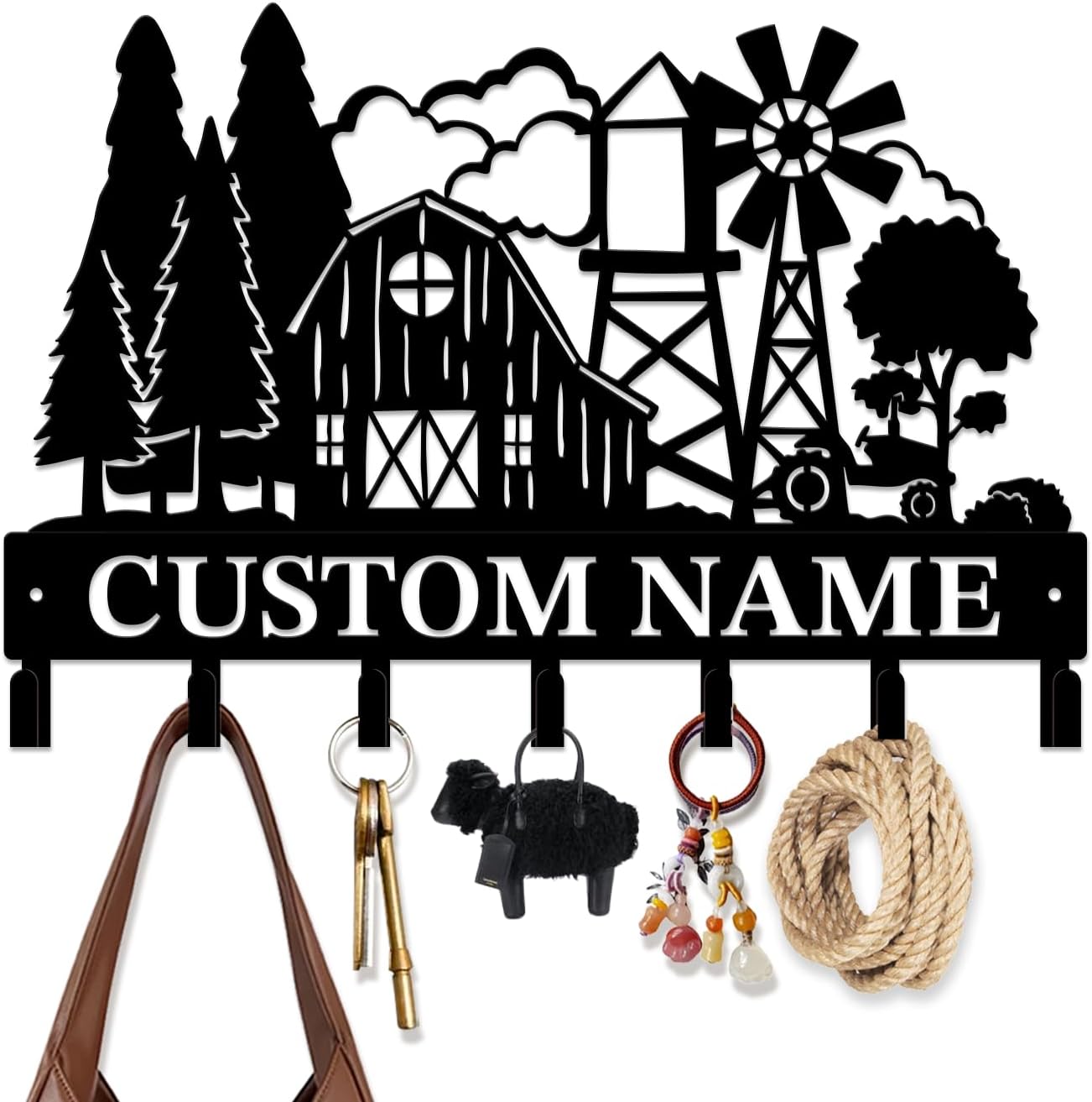 Personalized Farm Ranch Metal Hooks,Key Holder wall Mount-G
