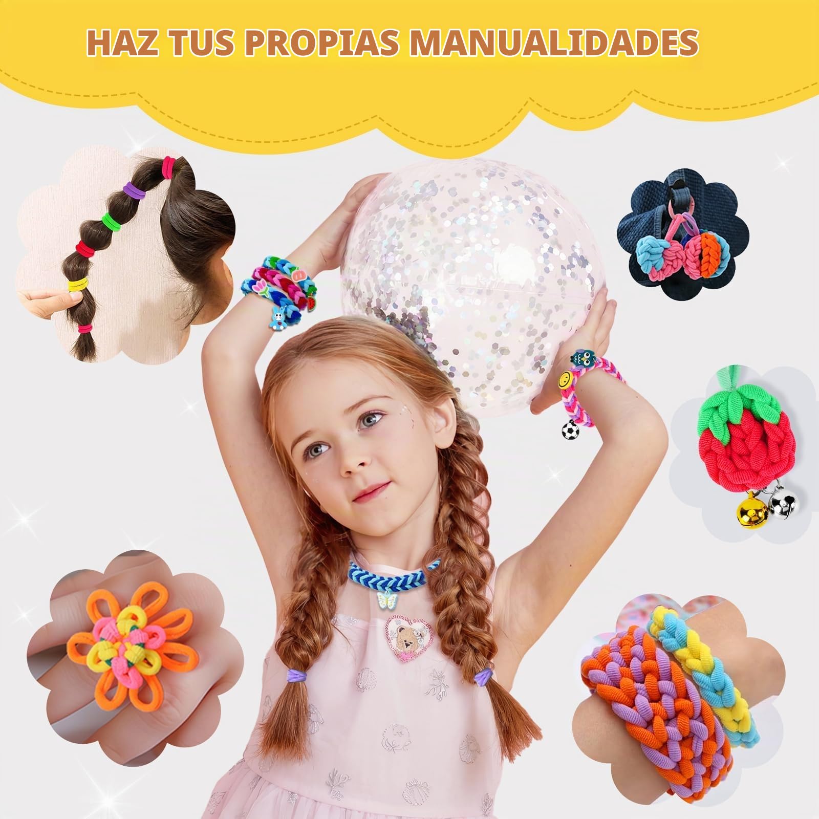 FunzBo Kit de Gomas para Hacer Pulseras 1000pcs, Set de Manualidades para Niñas, Bandas Elásticas de Colores para Crear Joyas y Brazaletes, Juego DIY Creativo, Regalo Original Cumpleaños Niños +6 Años
