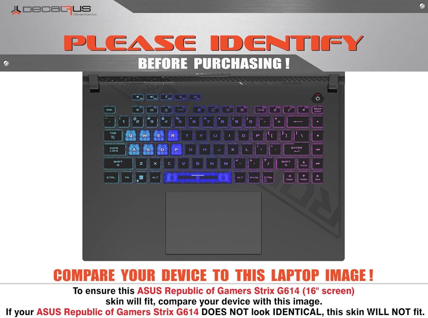 Decalrus - Protective Decal Sticker for The ASUS 16 Republic of Gamers Strix G614 (16" Screen) case Cover wrap ASrog16strix_G614-17