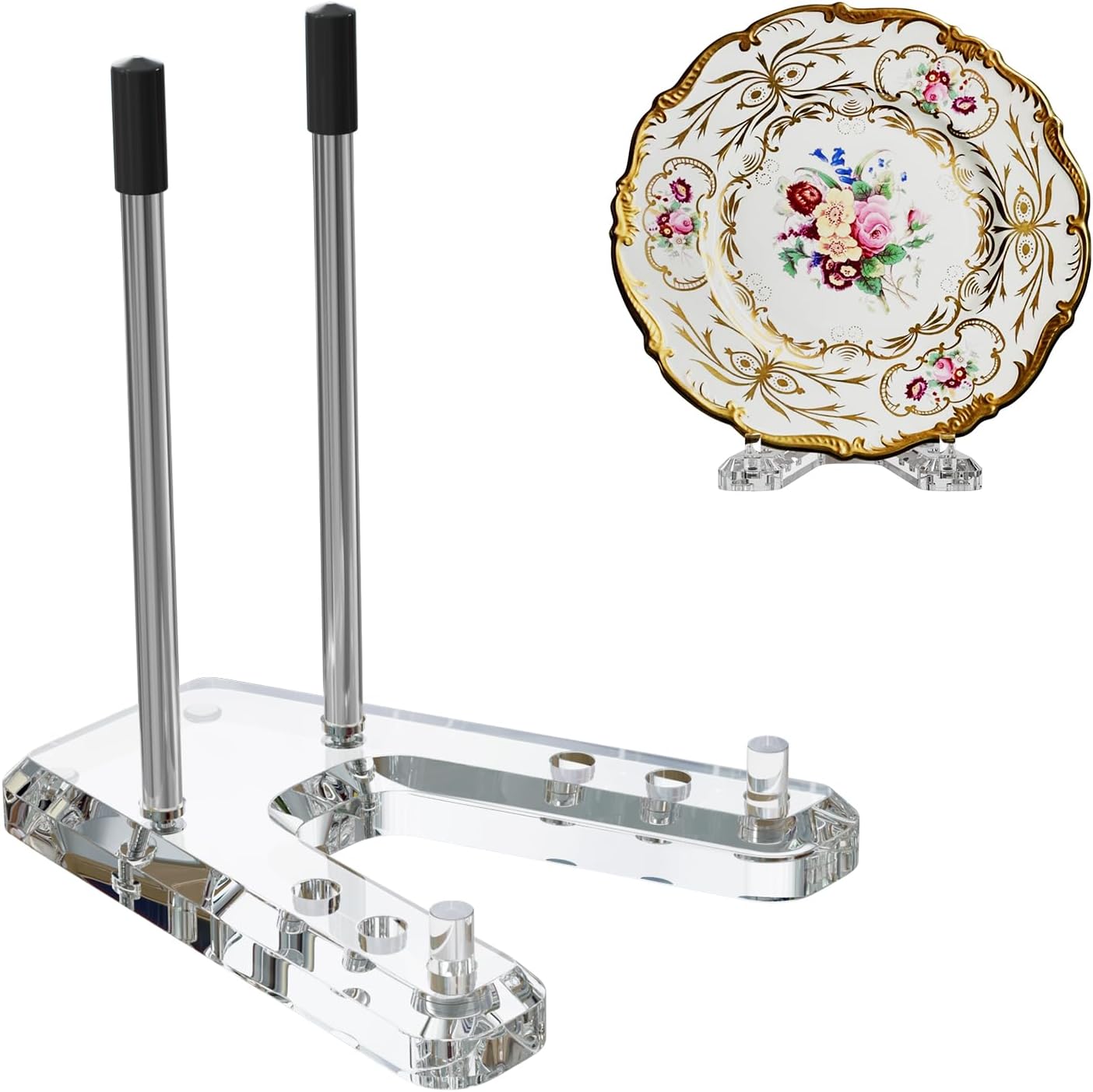 Aitee Plate Stands for Display, 2 Pack Clear Plate Holders Picture Stands for Display, Plate Easel Acrylic Book Stand Acrylic Easel Stand Holder for 6-14 inch Decorative Plate, Book, Record,Plaque, Photo, Platter Tabletop Art