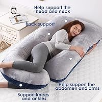 Vista 2 de Aidiu Almohadas en forma de U para dormir, almohadas de embarazo en forma de U, almohada de maternidad, almohada de maternidad de cuerpo completo